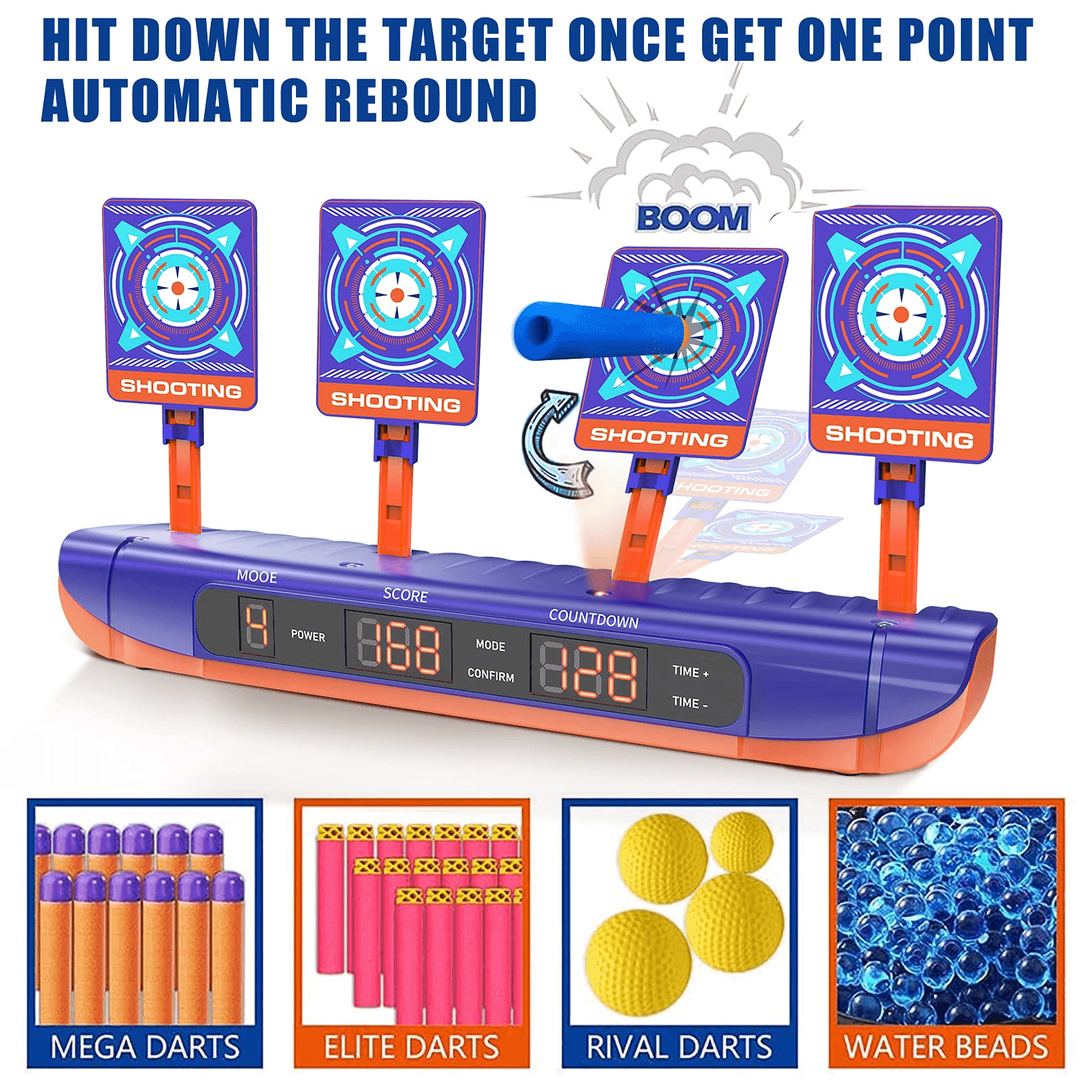 Hot Bee Electronic Shooting Target with 2 Foam Dart Blasters – Outdoor Toys for Boys, Kids 5, 6, 7+ - ClubOn