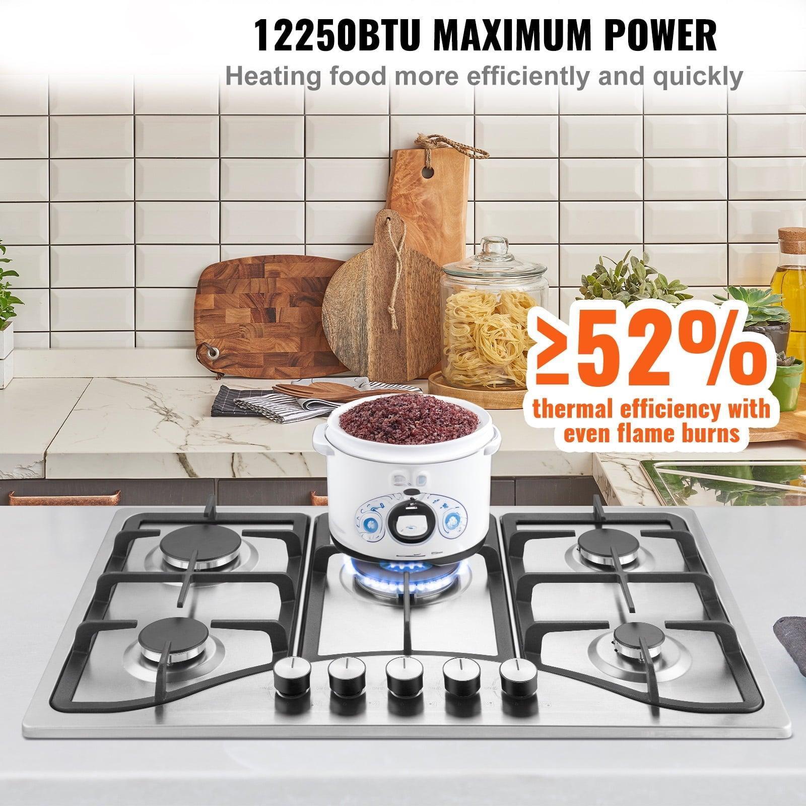 SKYSHALO 30-inch Gas Cooktop, 5 Burners, 12250BTU, LPG/NG Convertible Stove - ClubOn