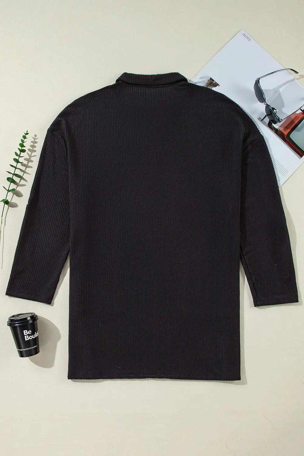 Plus Size Pocketed Long Sleeve Mini Dress - ClubOn