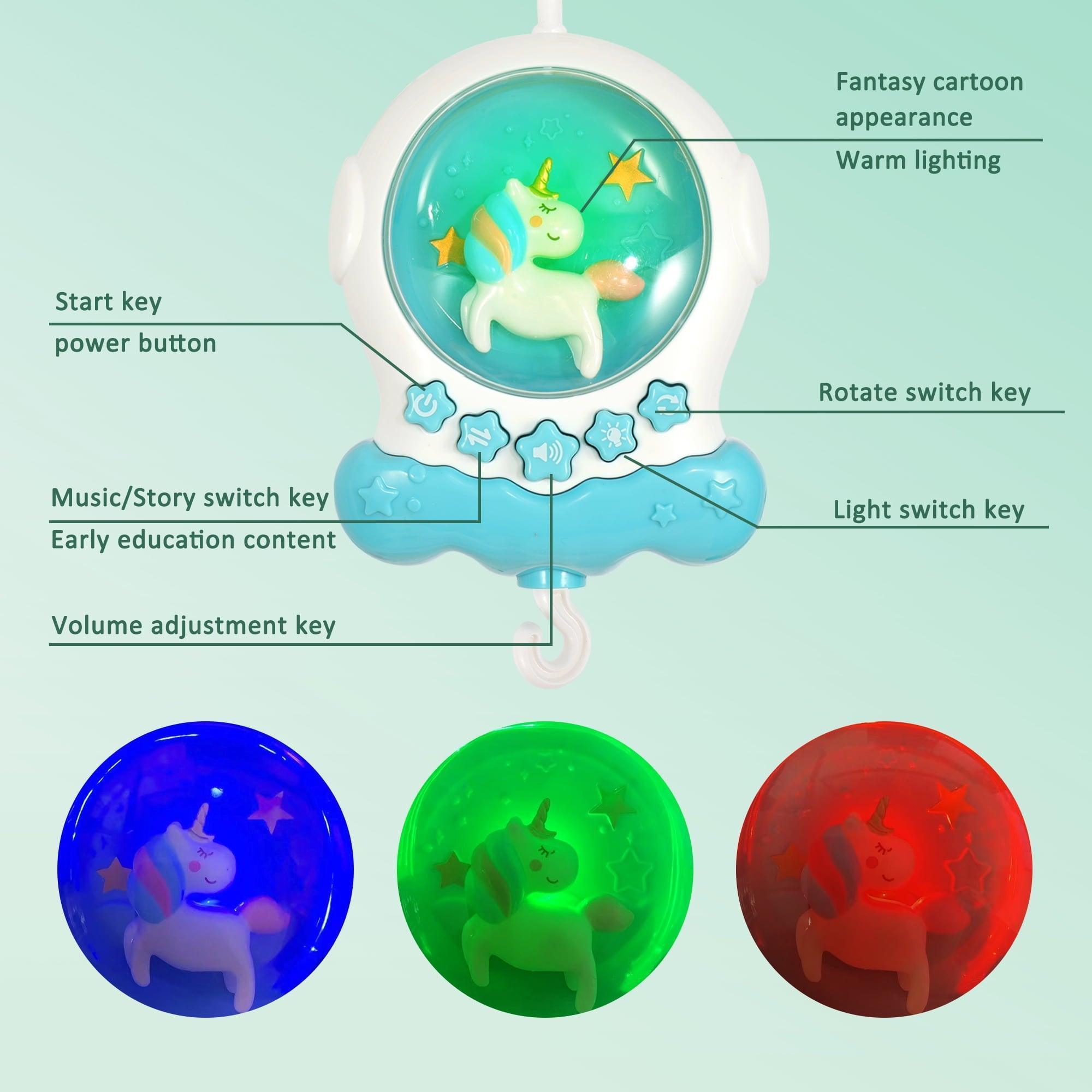 FVLOENG Crib Mobile with Music & Lights, Remote Control, Baby Crib Carousel, 0-6 Months - ClubOn