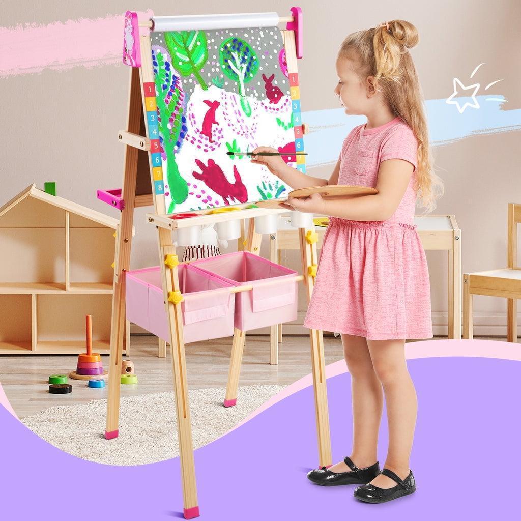 Keenstone Unicorn Art Easel for Kids – Wooden Chalk Board, Magnetic Whiteboard & Painting Paper Stand, Educational Gift for Toddlers 3-8 - ClubOn