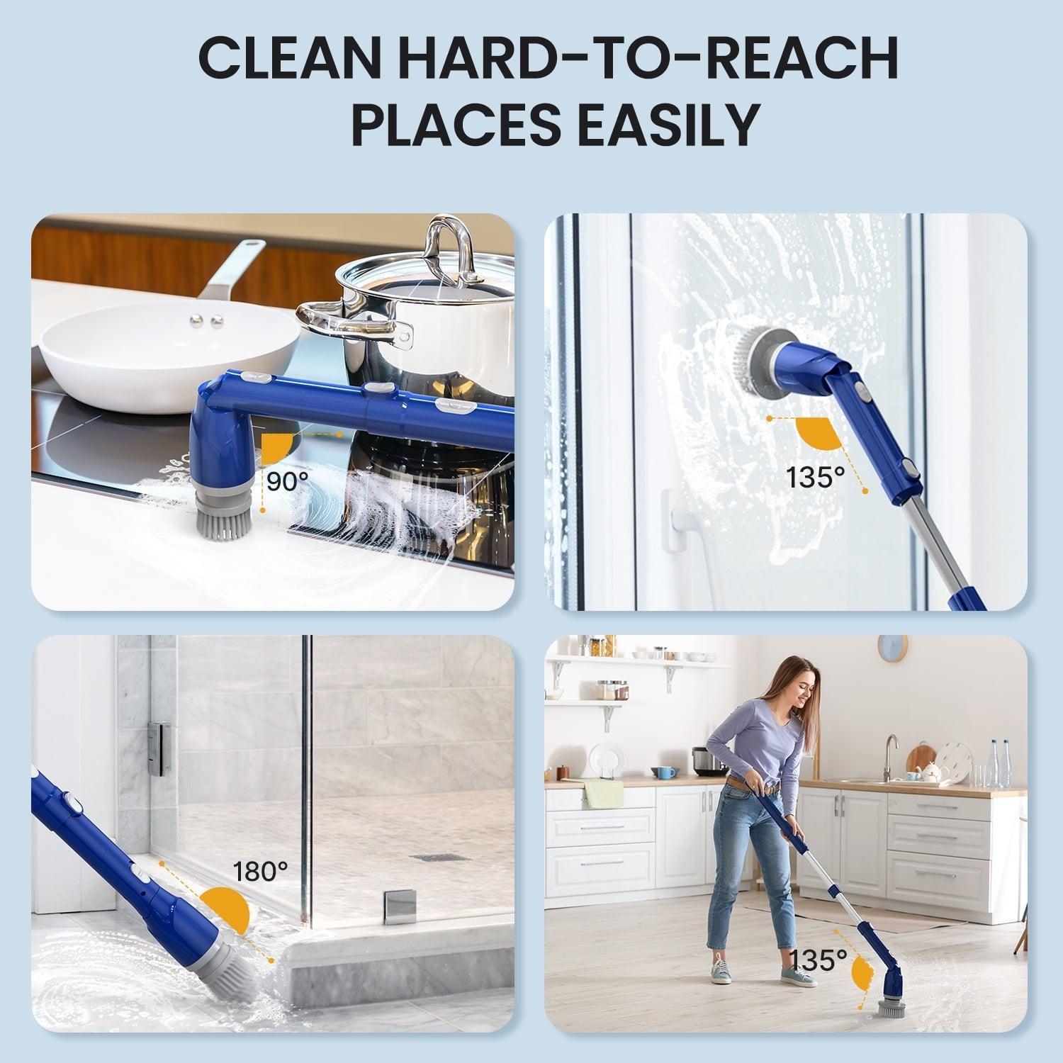 iDOO Electric Spin Scrubber, Cordless Shower Scrubber with Adjustable Extension Handle for Bathtub, Tile, and Floor Cleaning - ClubOn