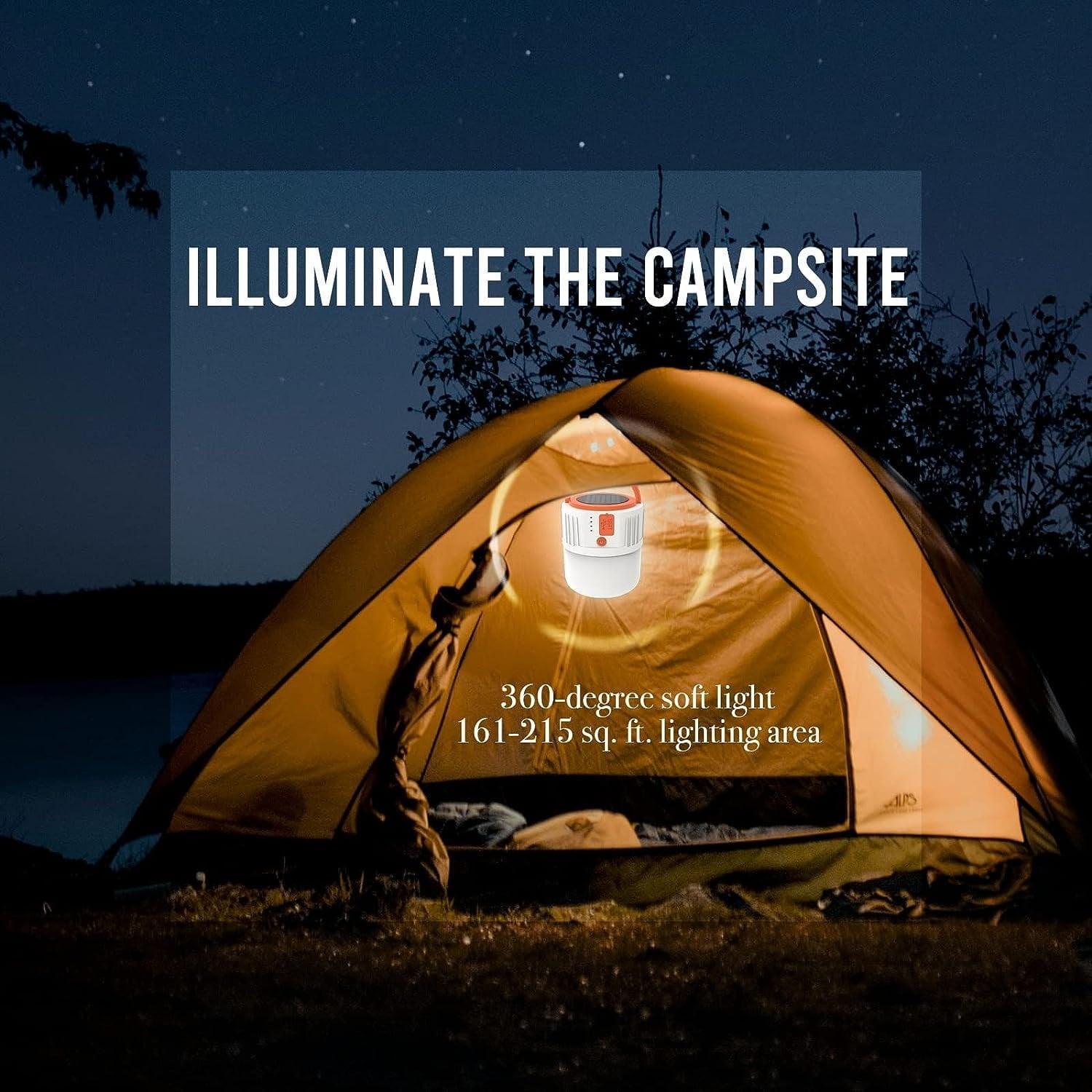 Teblint LED Camping Lantern Rechargeable with Power Bank - 5 Light Modes, Solar-Powered for Camping, Hiking, and Emergency - ClubOn