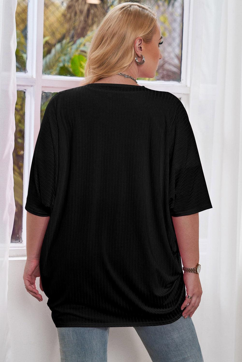 Plus Size Ribbed Cocoon Cover Up - ClubOn