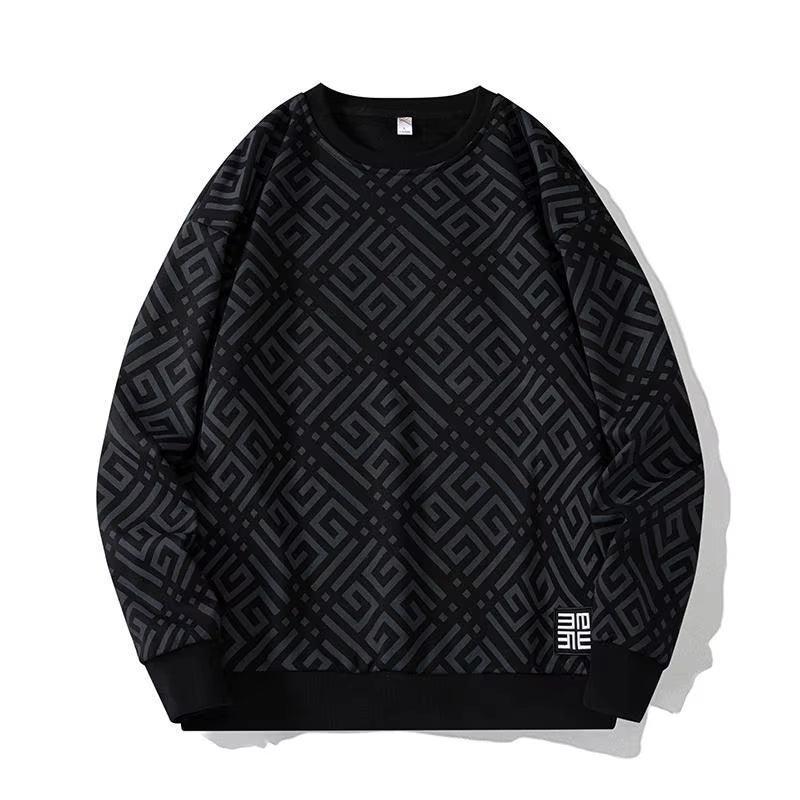 Men's Oversized Sweatshirt - Round Neck Printed Pullover - ClubOn