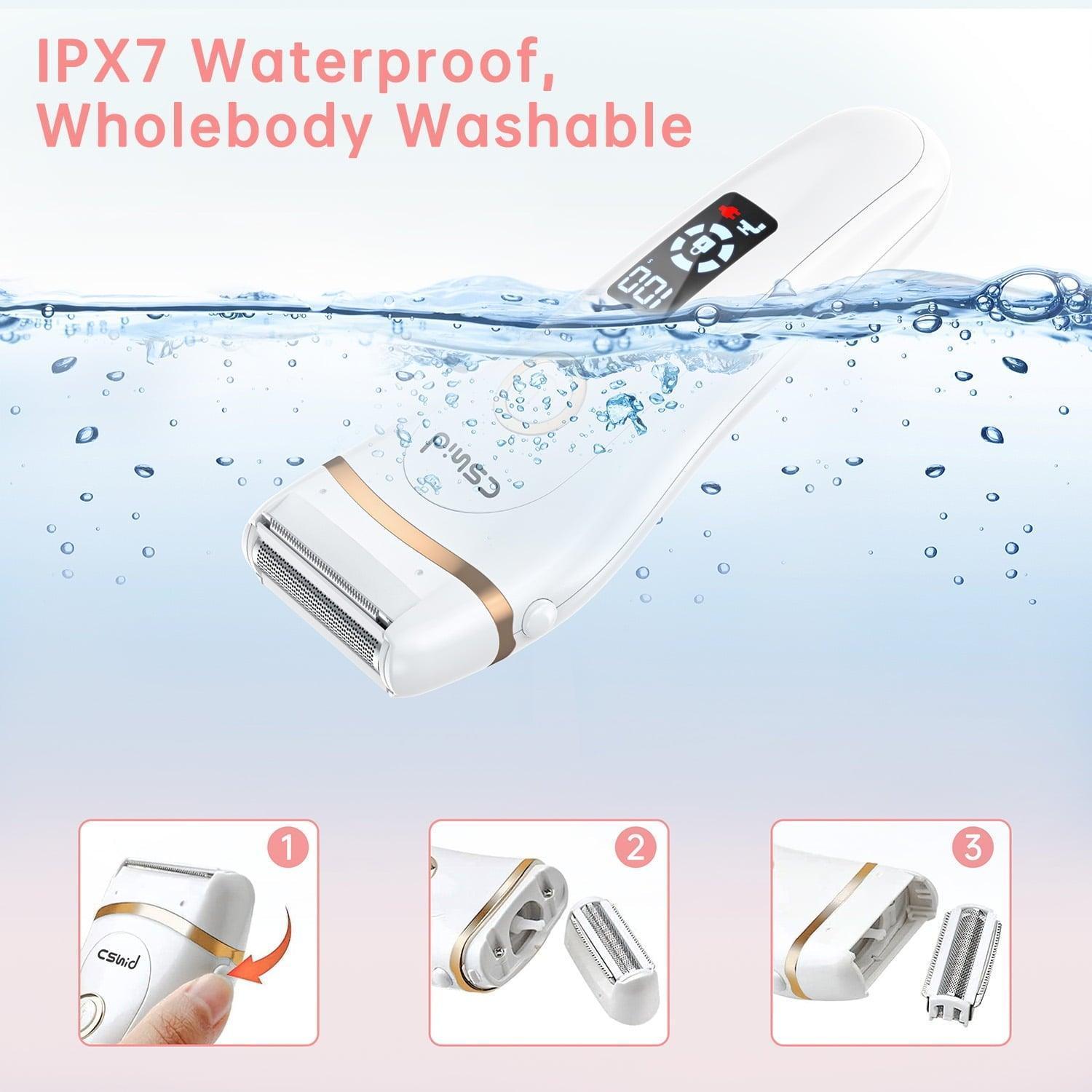 Electric Razor for Women, 3-IN-1 Painless Lady Shaver, Waterproof Wet & Dry, USB Rechargeable, Low Noise, Epilator, Bikini Trimmer Grooming Kit with LED Display - ClubOn