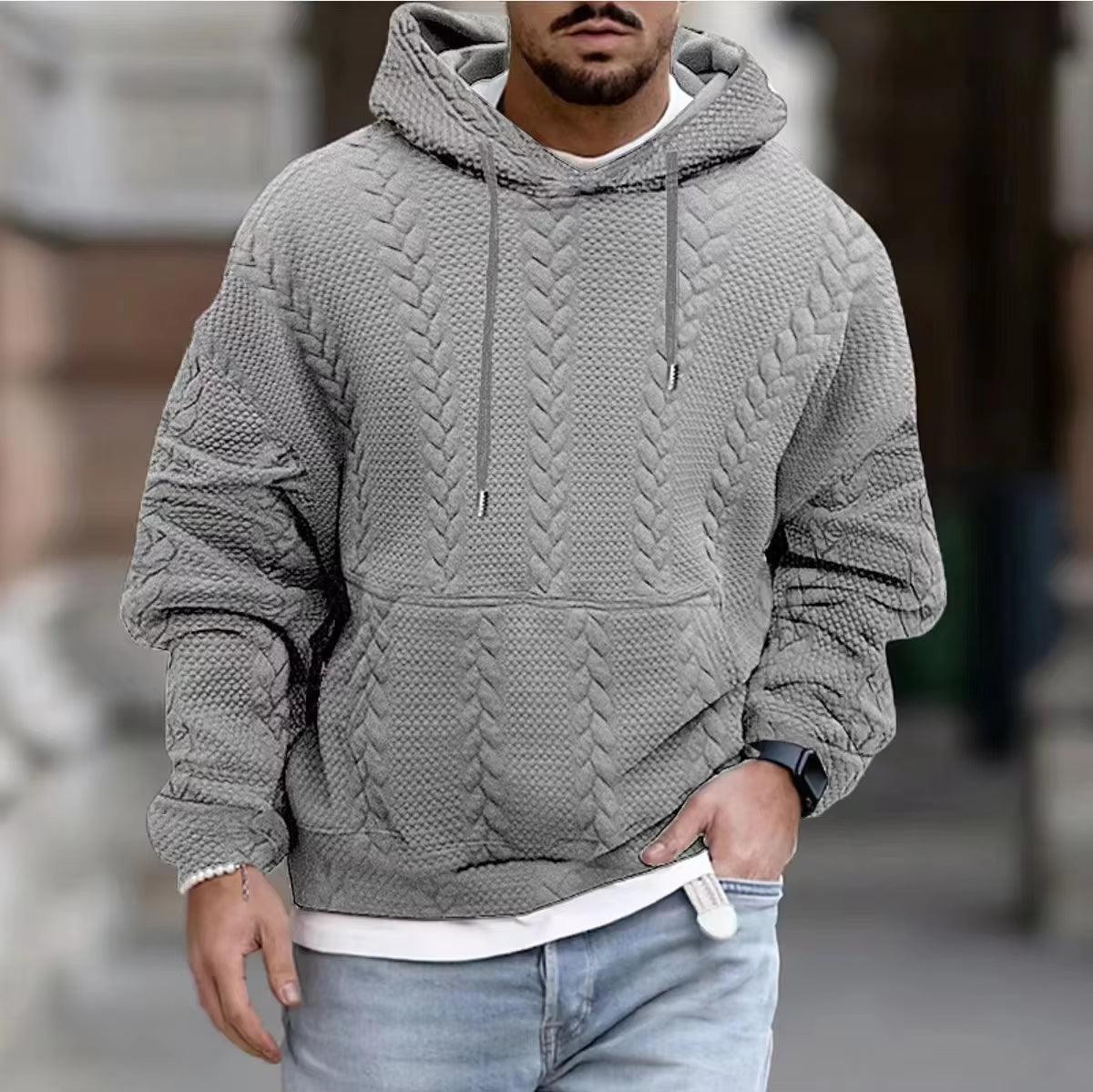 Men's Fashion Hooded Sweatshirt - Casual Streetwear Loose Knit Pullover - ClubOn