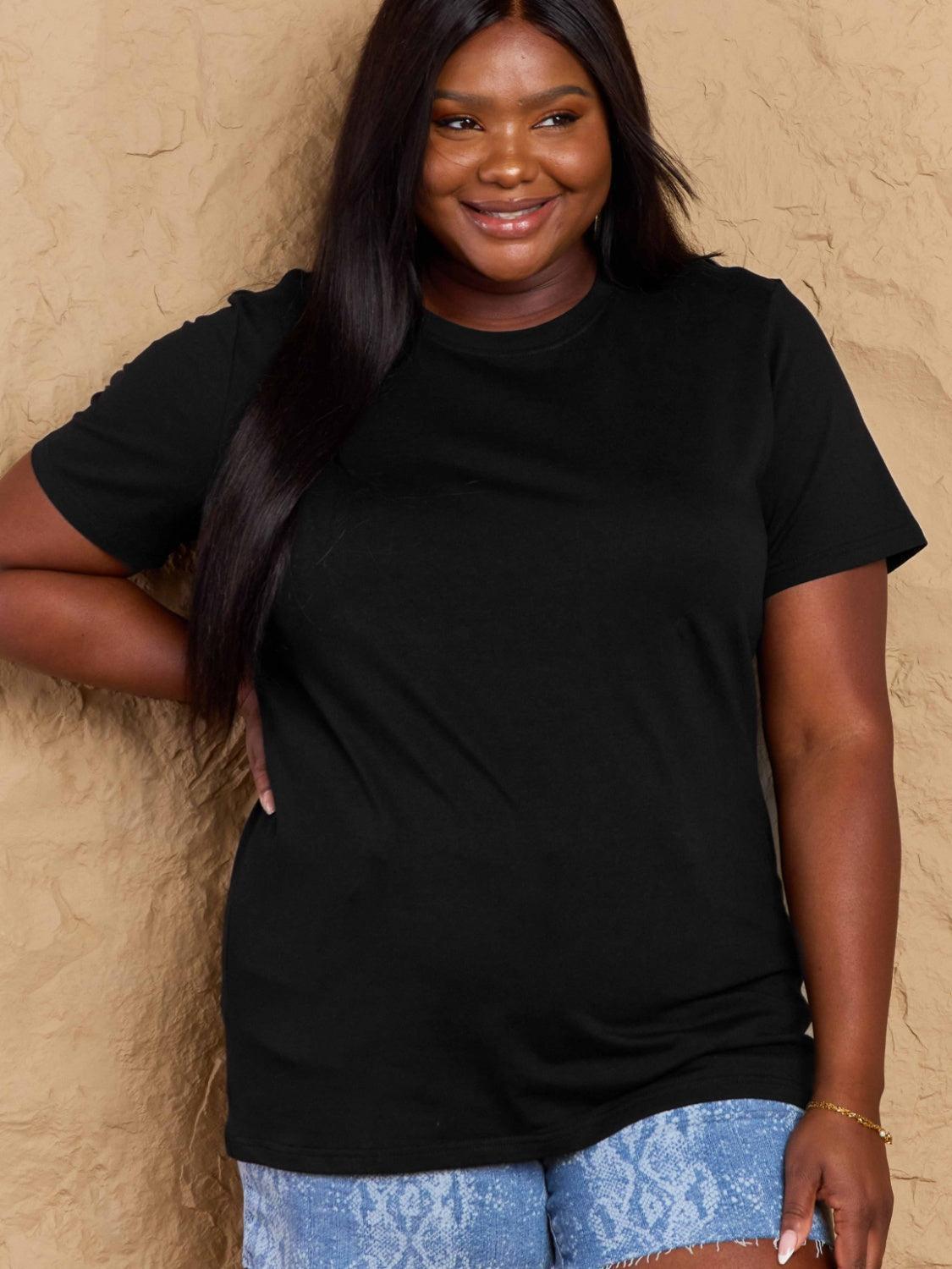 Full Size Round Neck Short Sleeve T-Shirt - ClubOn