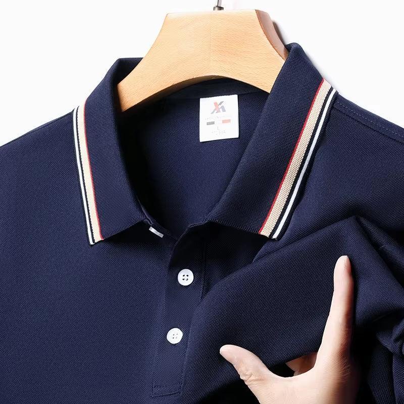 Men's Fashion Striped Lapel Polo Shirt - Summer Breathable Short Sleeve Top - ClubOn
