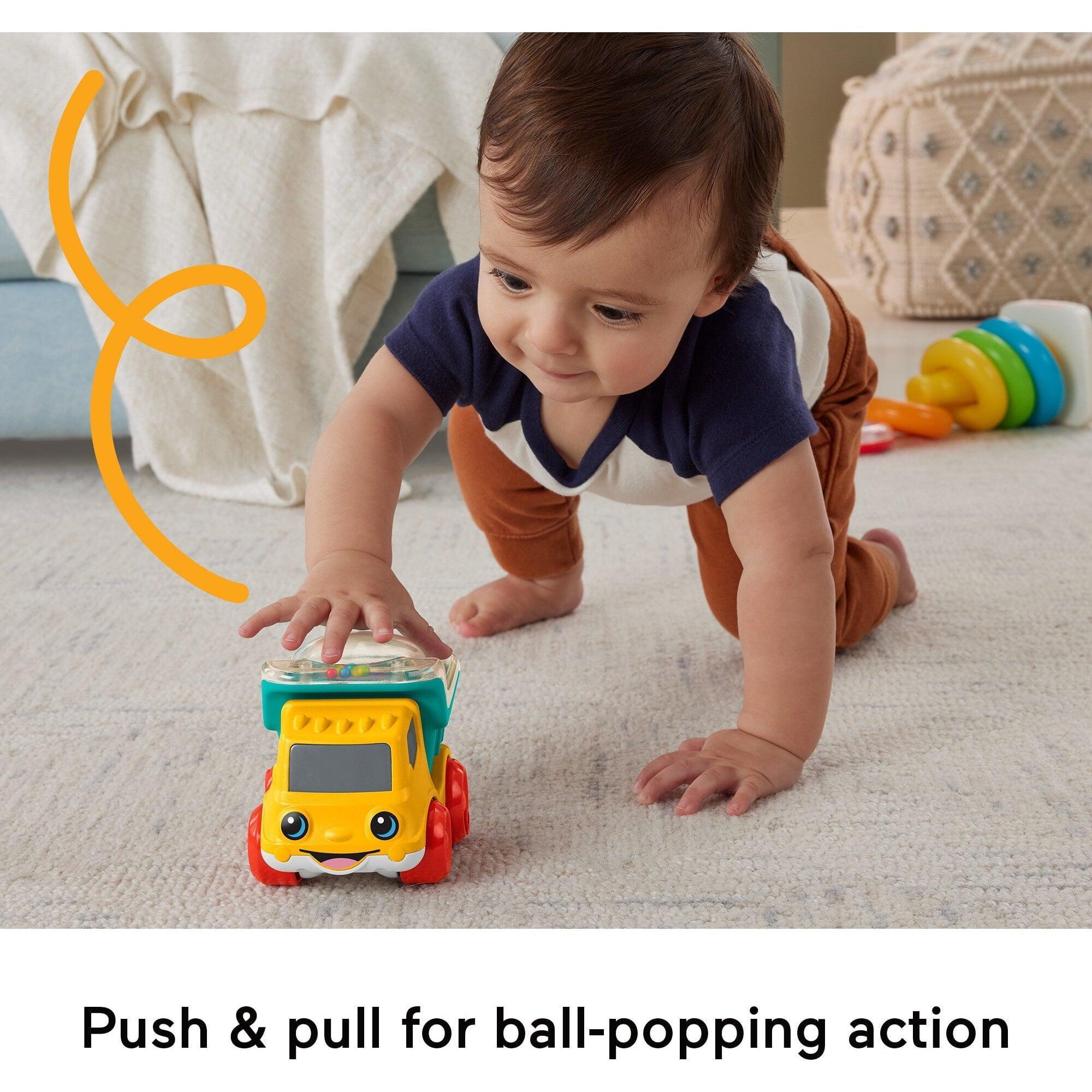 Fisher-Price Poppity Pop Dump Truck Push-Along Toy – Ball Popper Vehicle for Infants - ClubOn