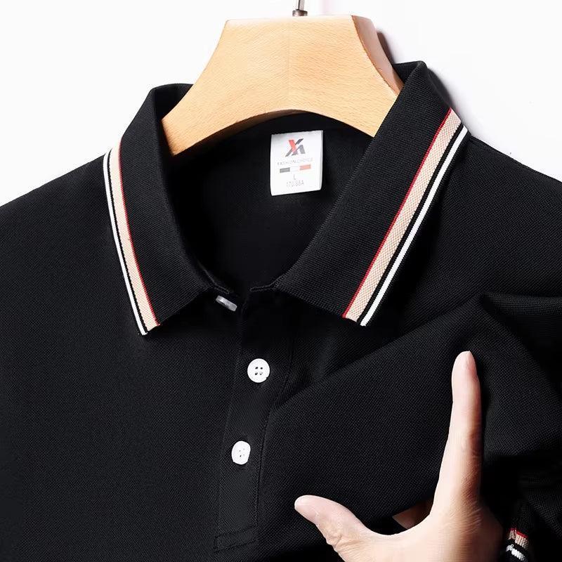 Men's Fashion Striped Lapel Polo Shirt - Summer Breathable Short Sleeve Top - ClubOn