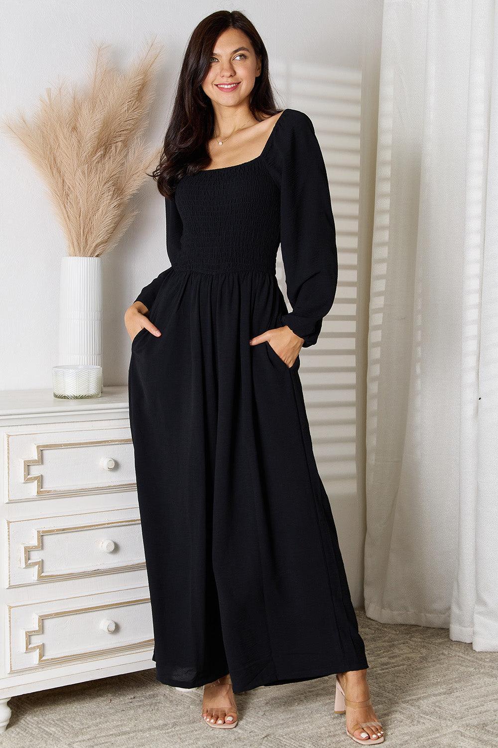 Double Take Square Neck Jumpsuit with Pockets - ClubOn