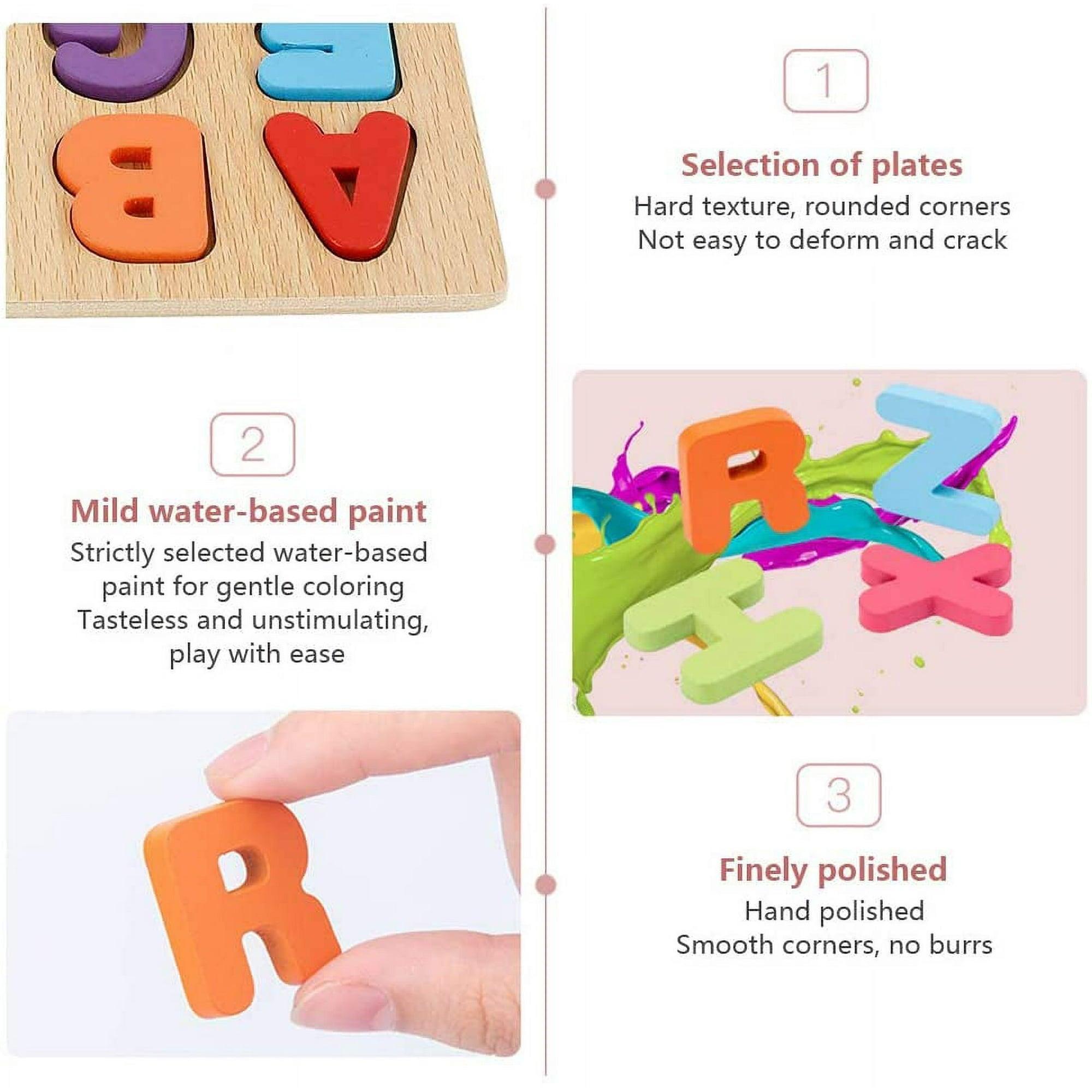 2PCS Wooden Alphabet Puzzles Set, 3D ABC Letter, Number & Shape Puzzle Set, Educational Puzzle Board for Kids - ClubOn