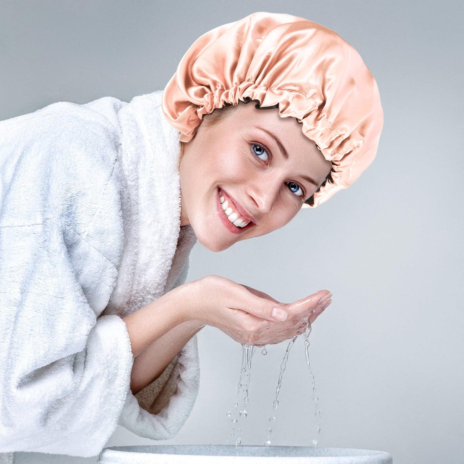 Topekada 2 Pack Satin Bonnet for Sleeping, Adjustable Silk Hair Bonnet for Curly Hair (Pink + Black) - ClubOn