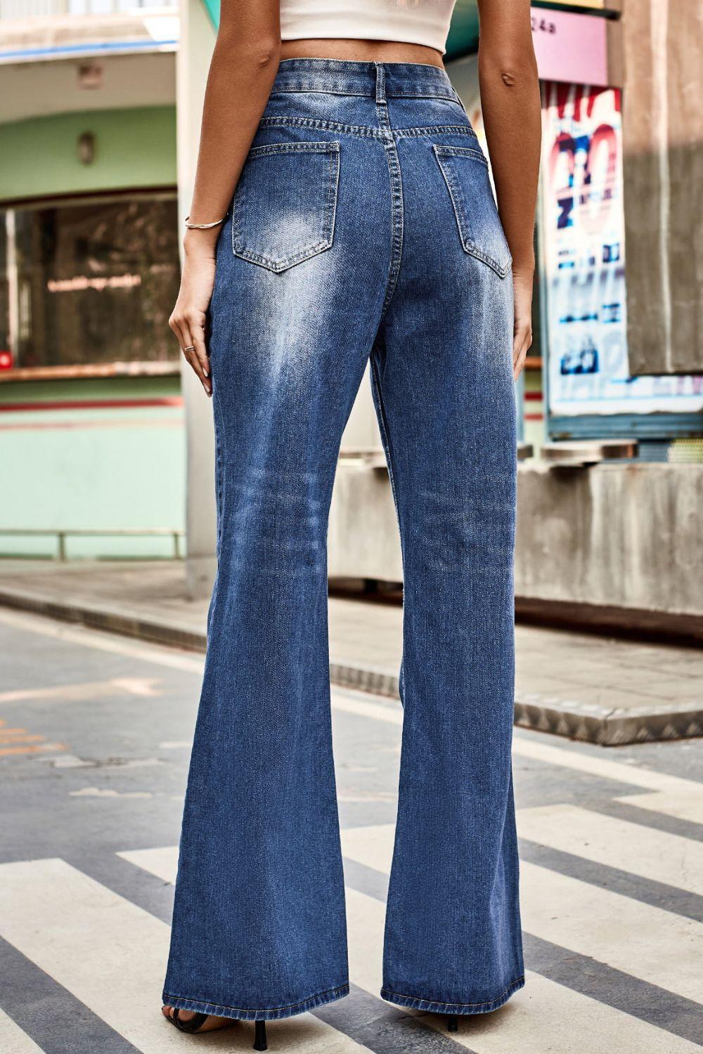 Buttoned Loose Fit Jeans with Pockets - ClubOn