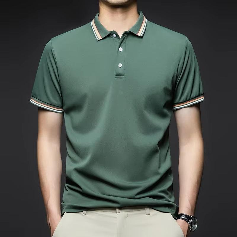 Men's Fashion Striped Lapel Polo Shirt - Summer Breathable Short Sleeve Top - ClubOn