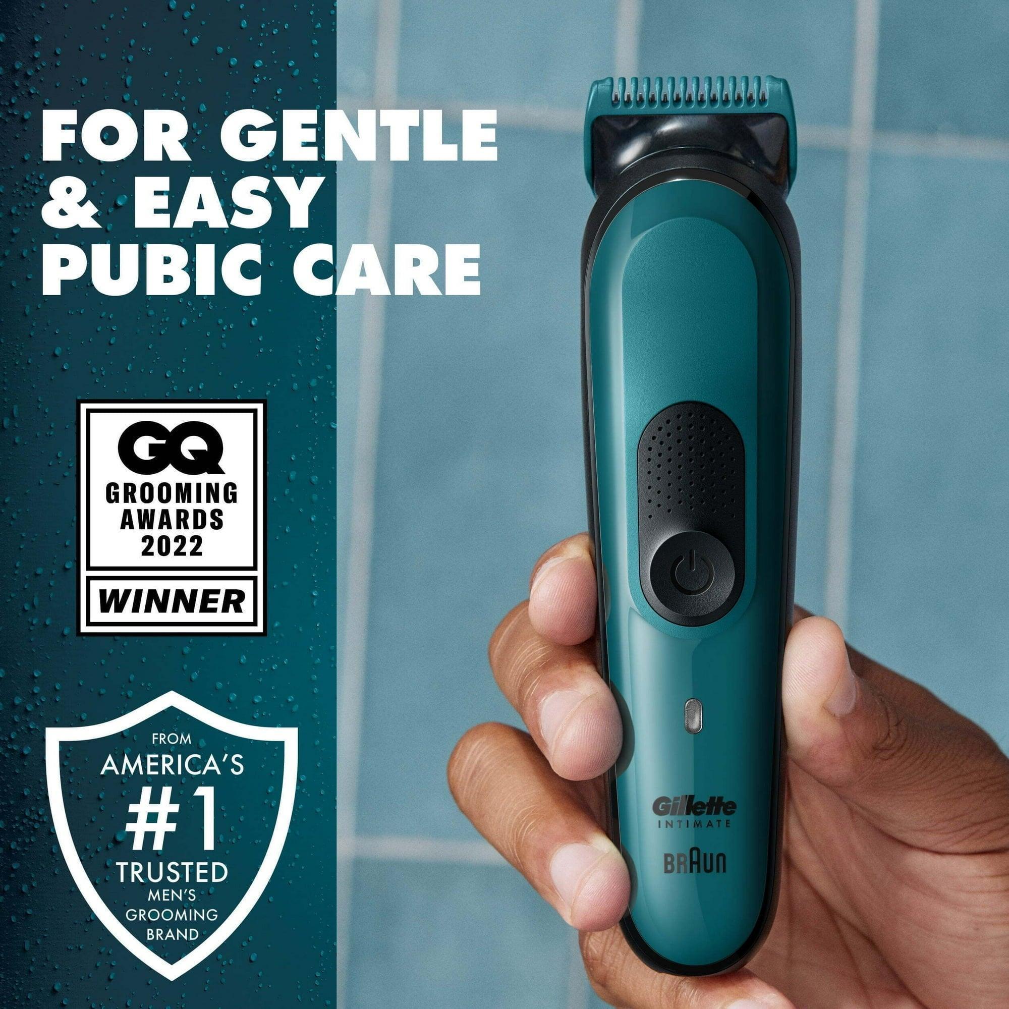 Gillette Intimate i3 Men's Pubic Hair Electric Trimmer for Men, Waterproof, Blue - ClubOn