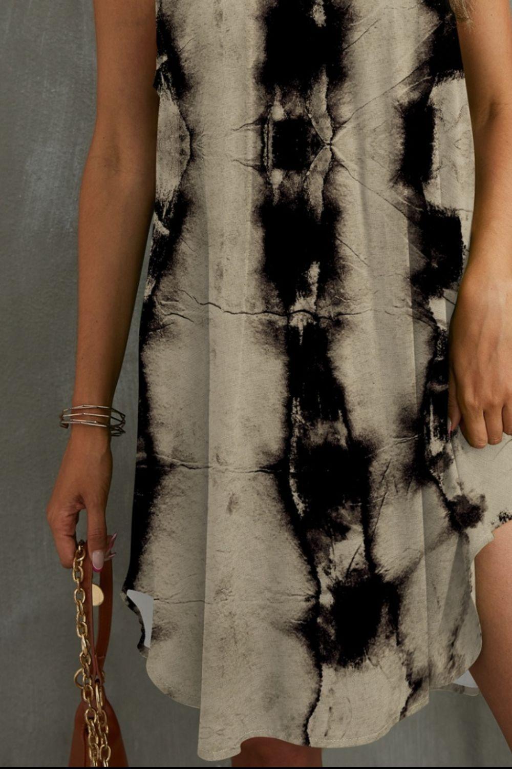 FAM-FAM Tie-Dye Grecian Neck Dress - ClubOn