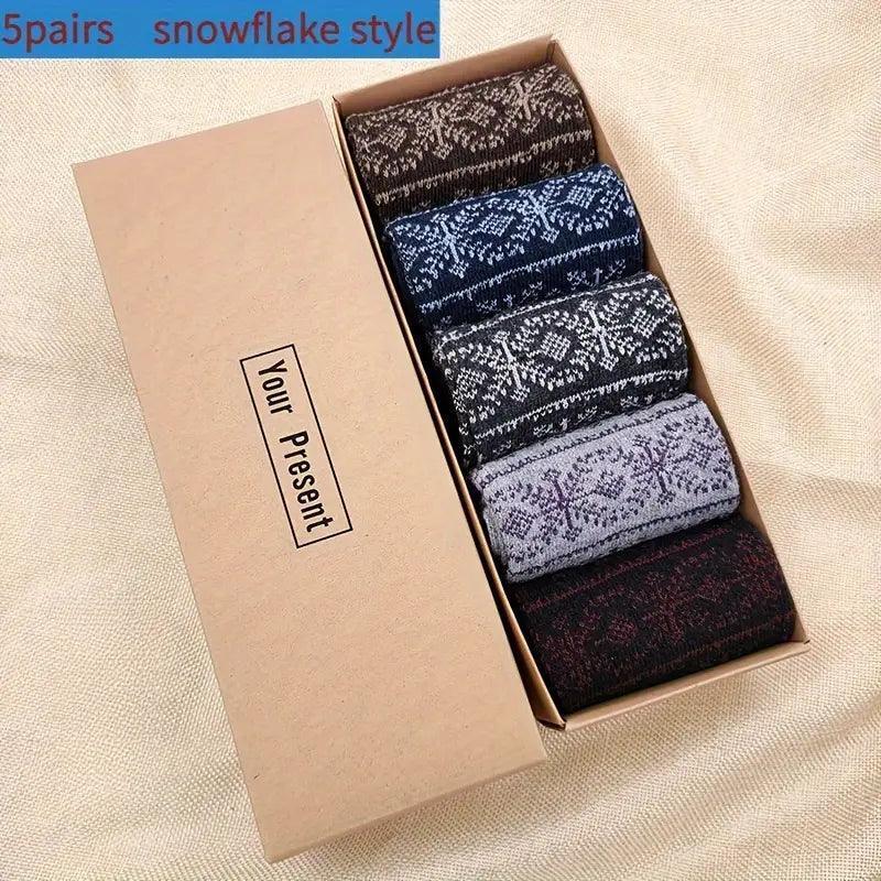 Men's Wool Socks (Thick & Warm, Business Style, 5 Pairs) - ClubOn