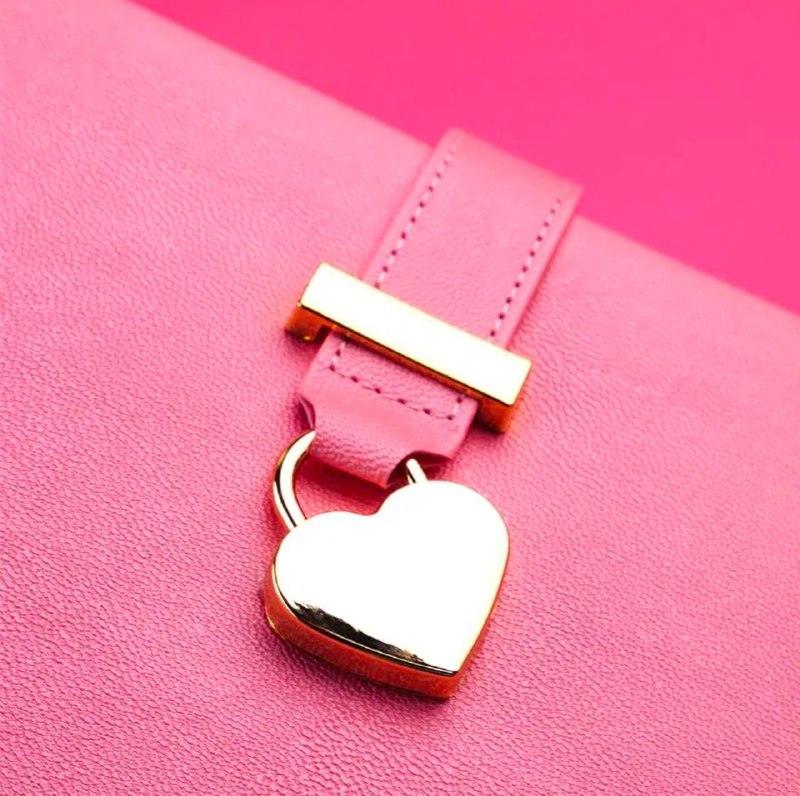 B6 Cute Heart Lock Notebook – Gold Stamping Pink Notepad - ClubOn