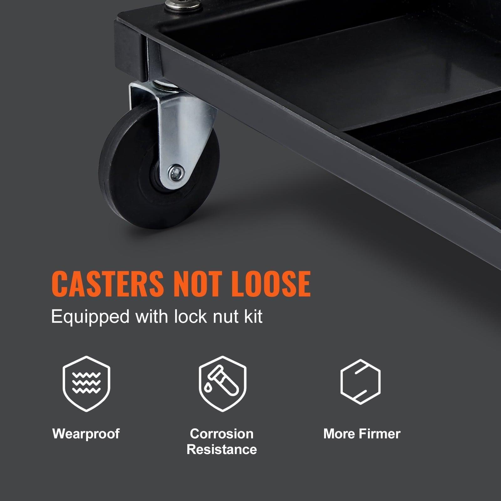 SKYSHALO Mobile Mechanic Seat – 250lbs Capacity Cushioned Workshop Chair on Wheels with Storage Tray (Black) - ClubOn