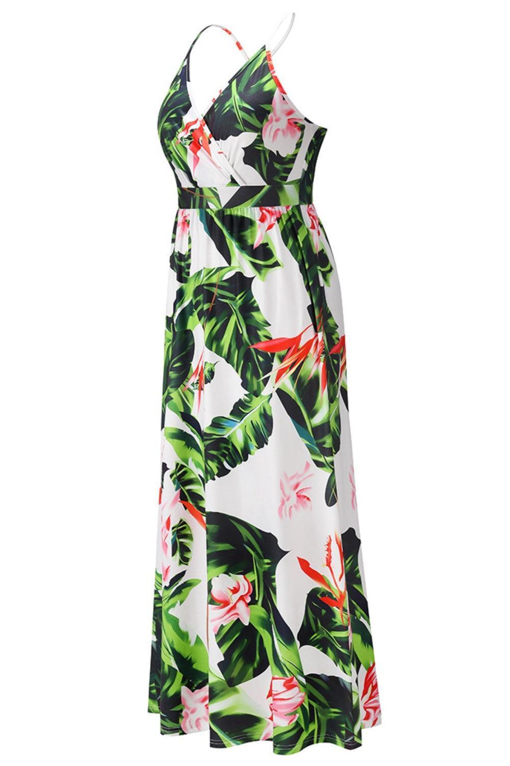 Crisscross Printed Surplice Cami Dress - ClubOn