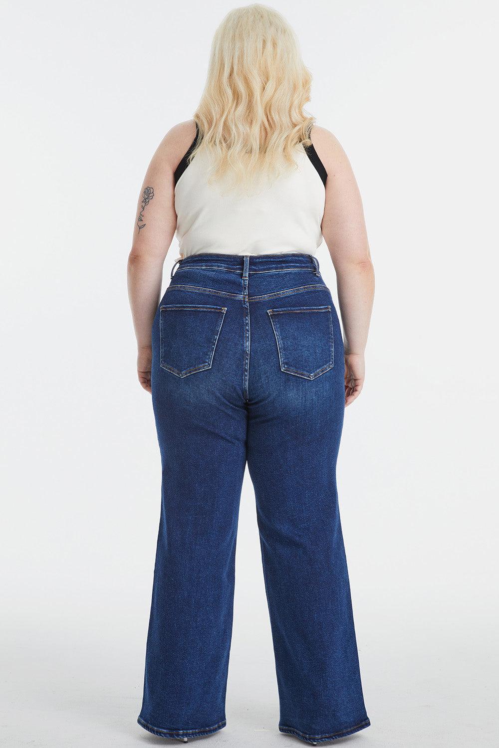 BAYEAS Full Size High Waist Cat's Whisker Wide Leg Jeans - ClubOn