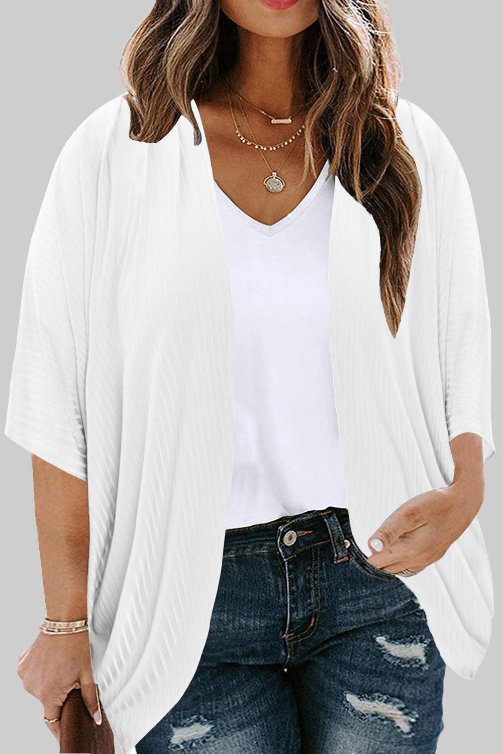 Plus Size Ribbed Cocoon Cover Up - ClubOn