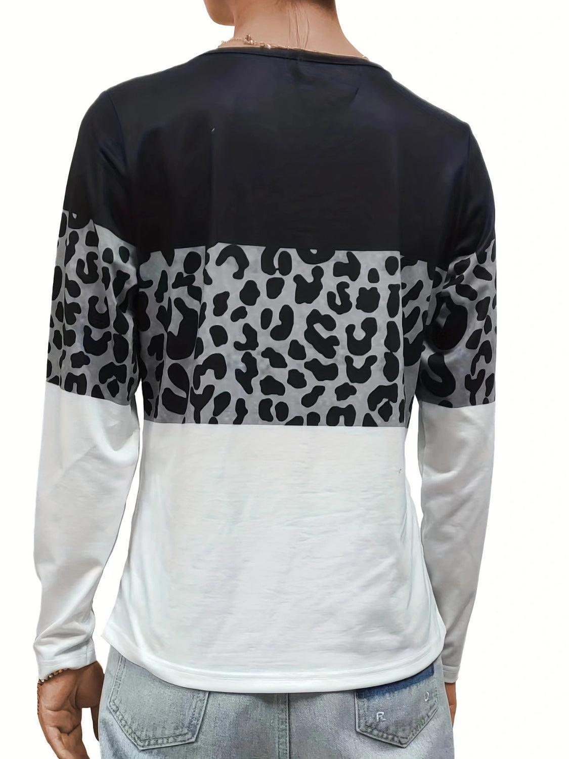 Crisscross Color Block Long Sleeve T-Shirt - ClubOn