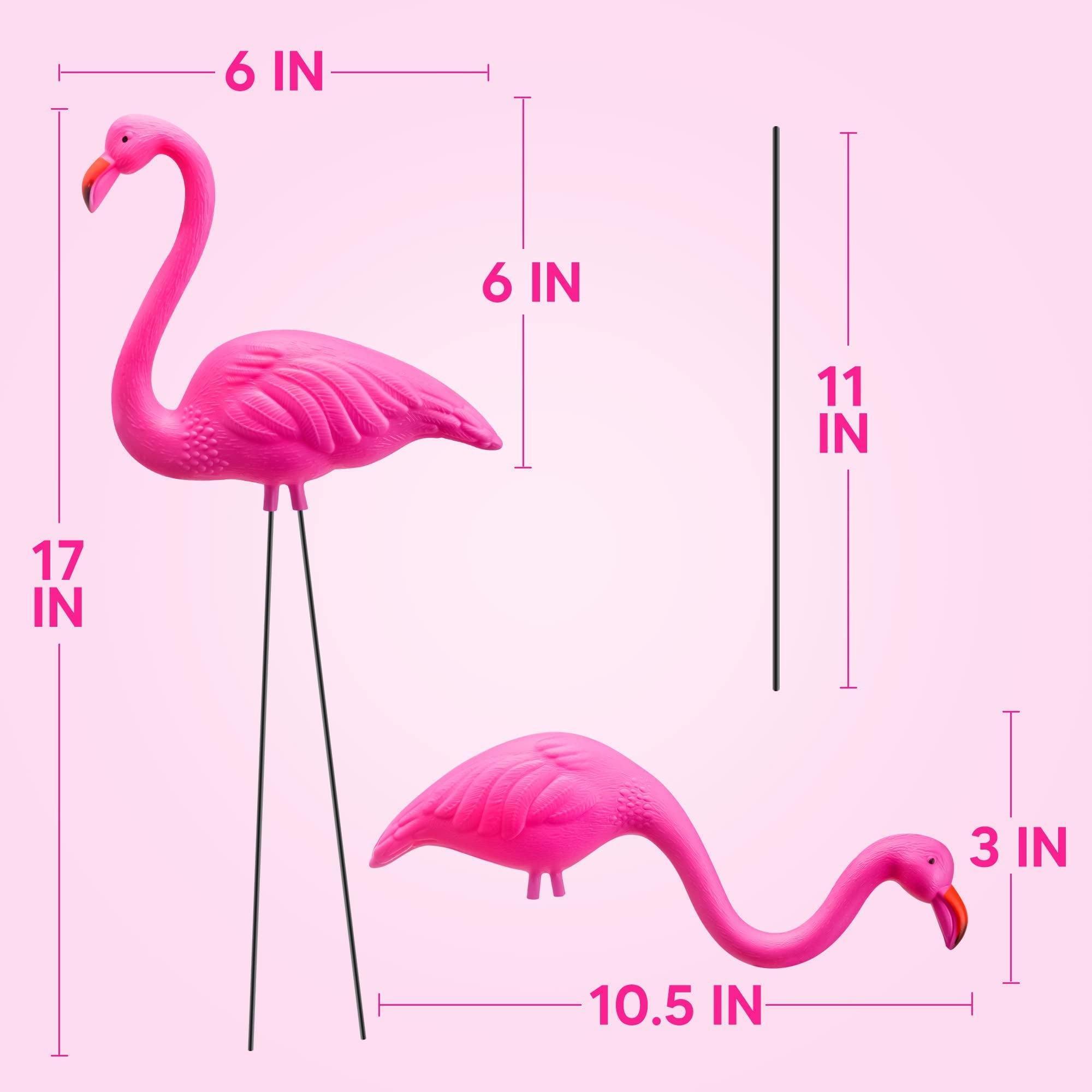 SYNCFUN 2-Pack Small Pink Flamingo – Outdoor Garden Decor, Luau Party Statue - ClubOn