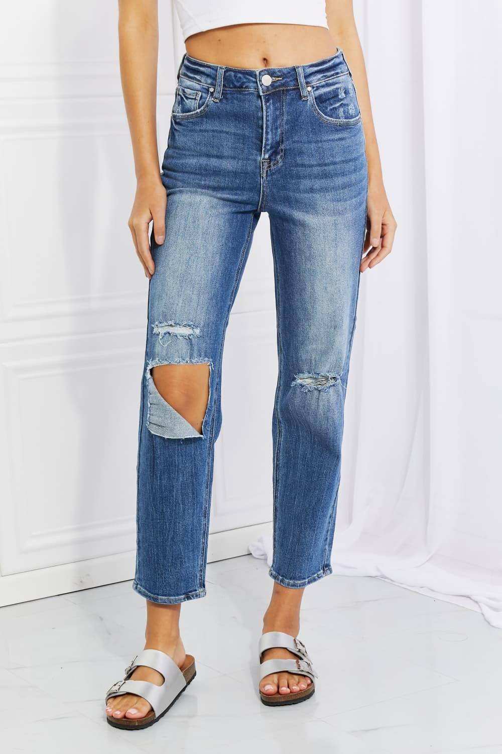 RISEN Full Size Emily High Rise Relaxed Jeans - ClubOn