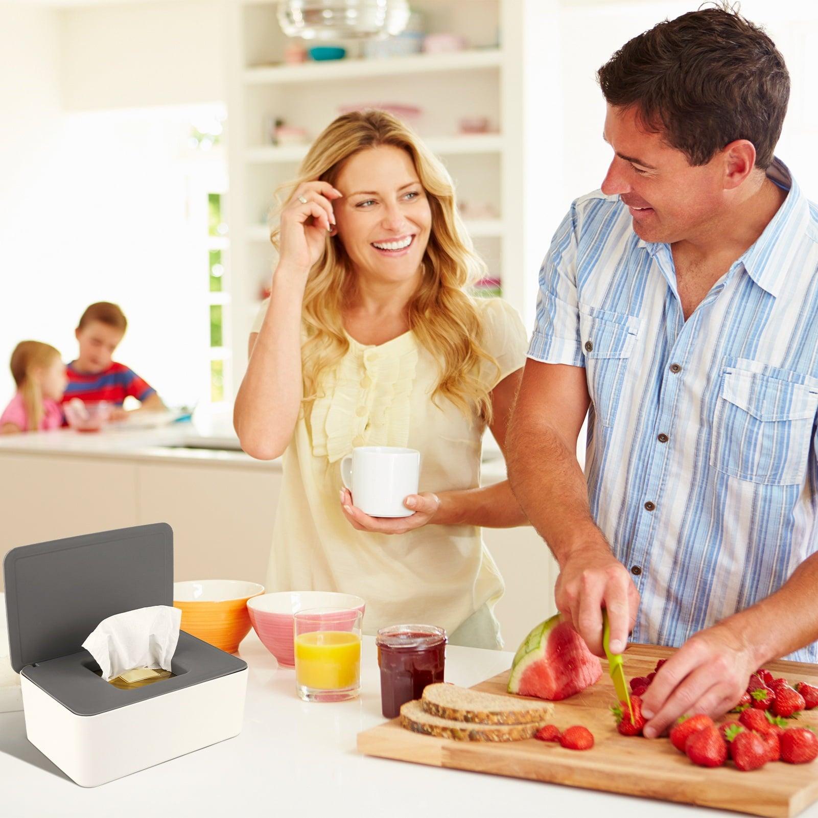 Springcorner Baby Wipes Dispenser with 2 Portable Travel Pouches, Refillable Wipes Container (Grey) - ClubOn