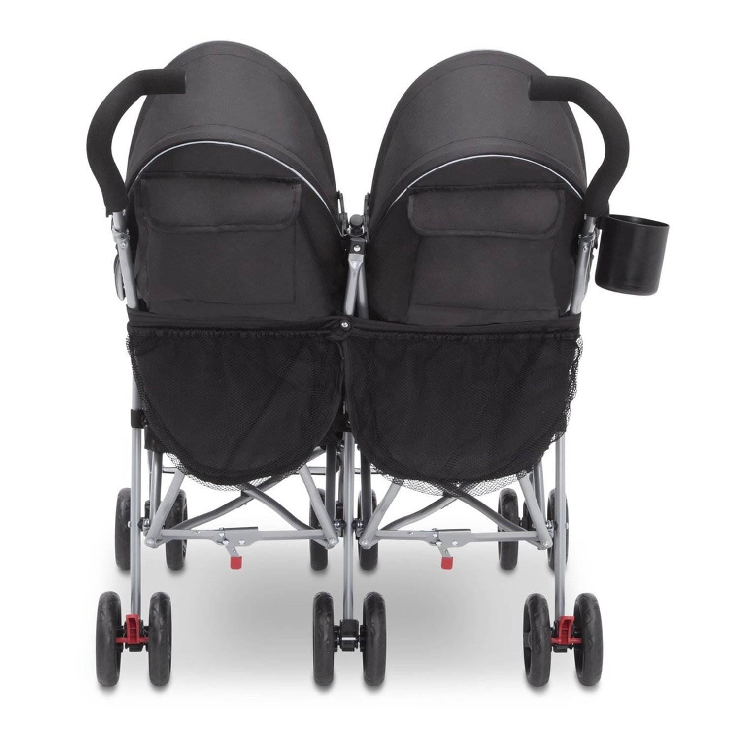 Delta Children LX 35-Pound Side-by-Side Double Convenience Stroller, Red & Gray - ClubOn