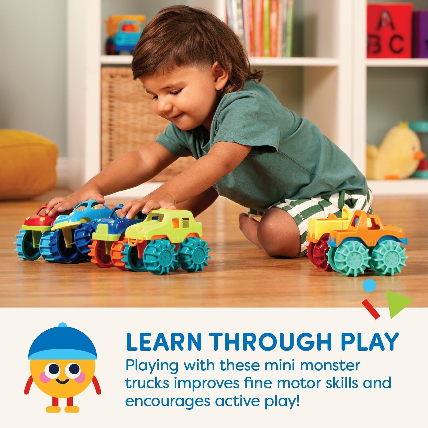 Battat Mini Monster Wheelies 6 Small Trucks – Indoor & Outdoor Toddler and Preschool Toys - ClubOn