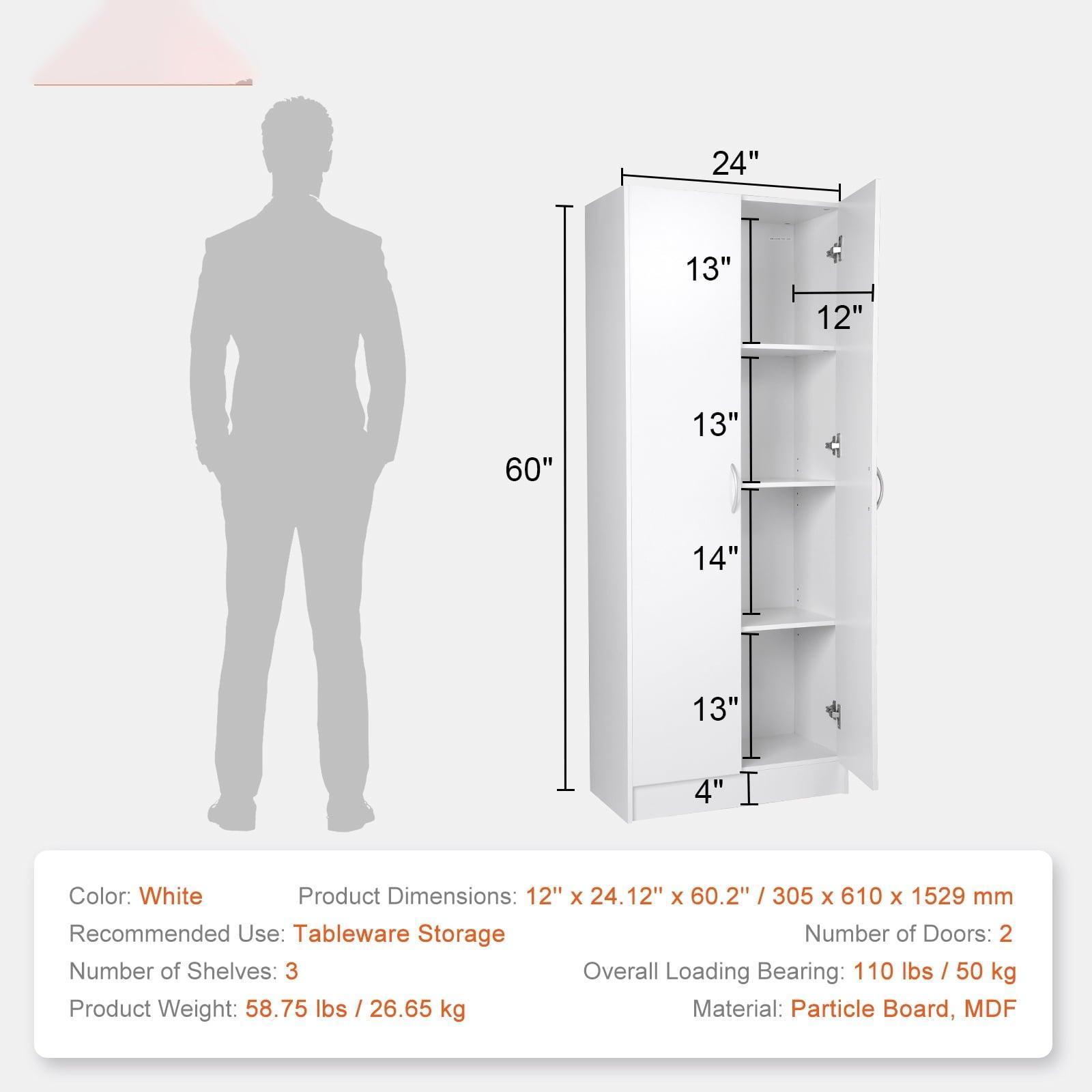 SKYSHALO Kitchen Pantry Cabinet with Doors & Adjustable Shelves – 24