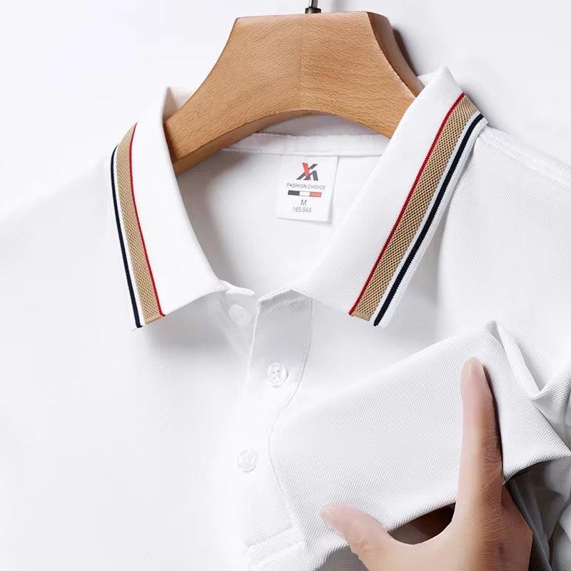 Men's Fashion Striped Lapel Polo Shirt - Summer Breathable Short Sleeve Top - ClubOn