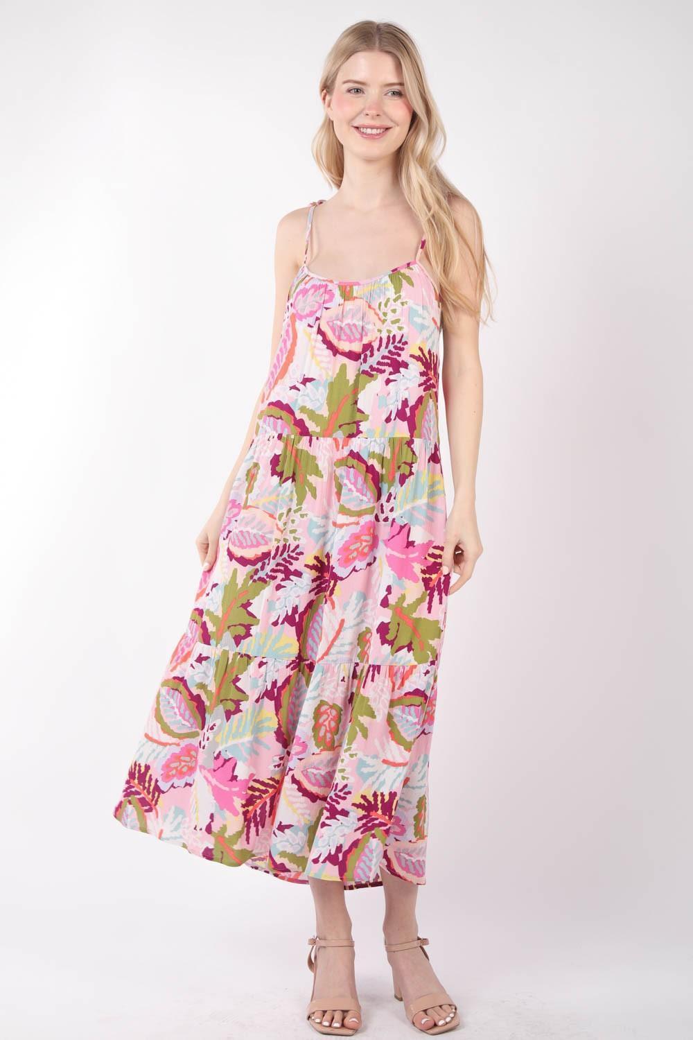 VERY J Tropical Printed Cami Midi Dress - ClubOn