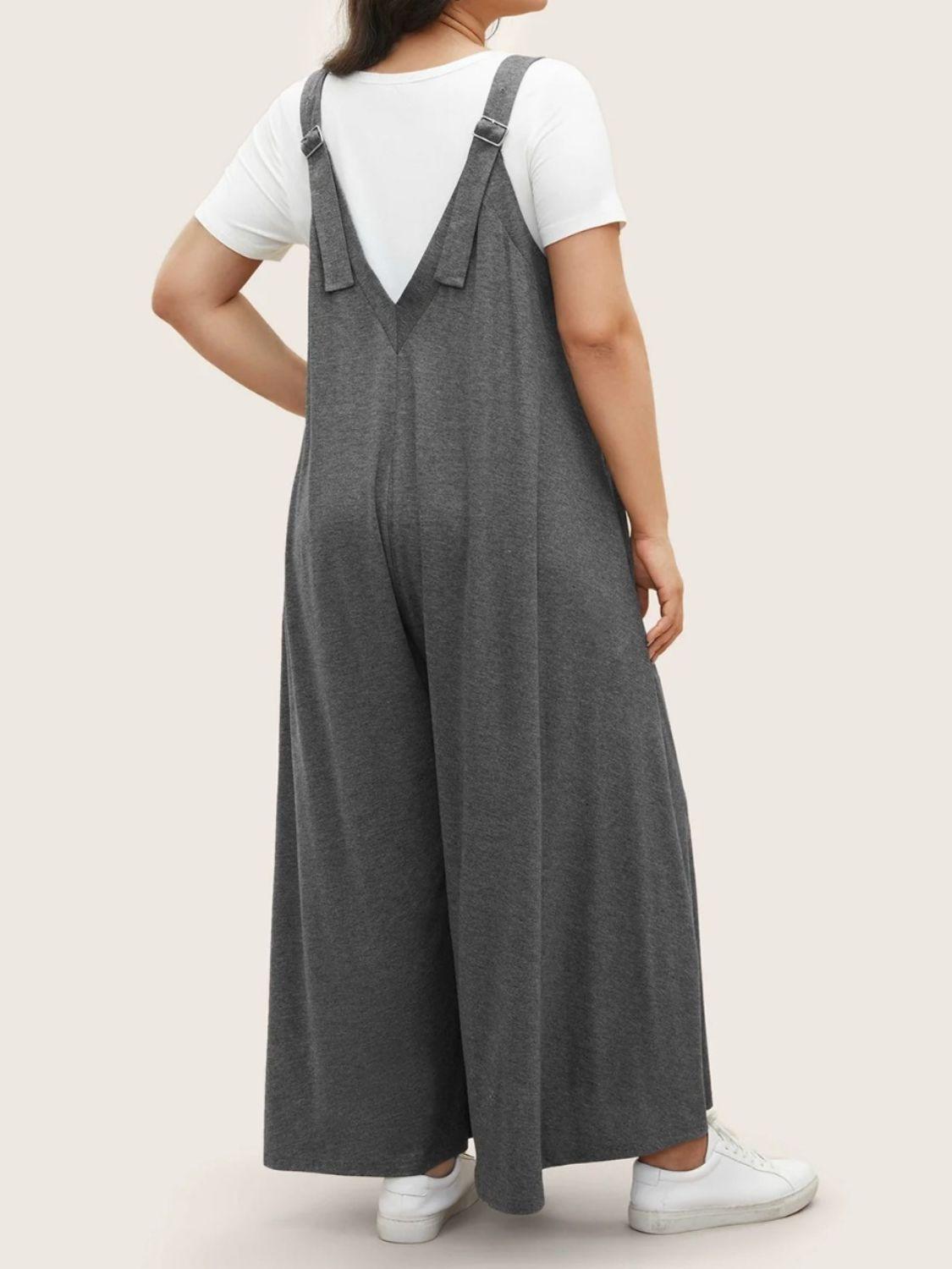 Full Size Pocketed Wide Leg Overalls - ClubOn