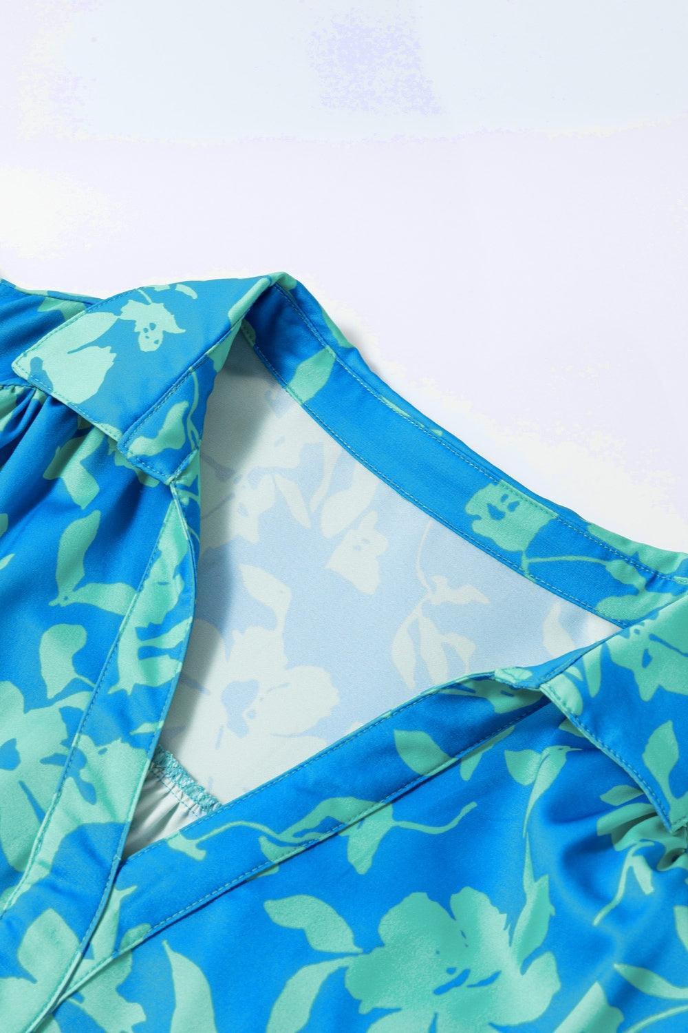 Plus Size Ruffled Printed Cap Sleeve Mini Dress - ClubOn