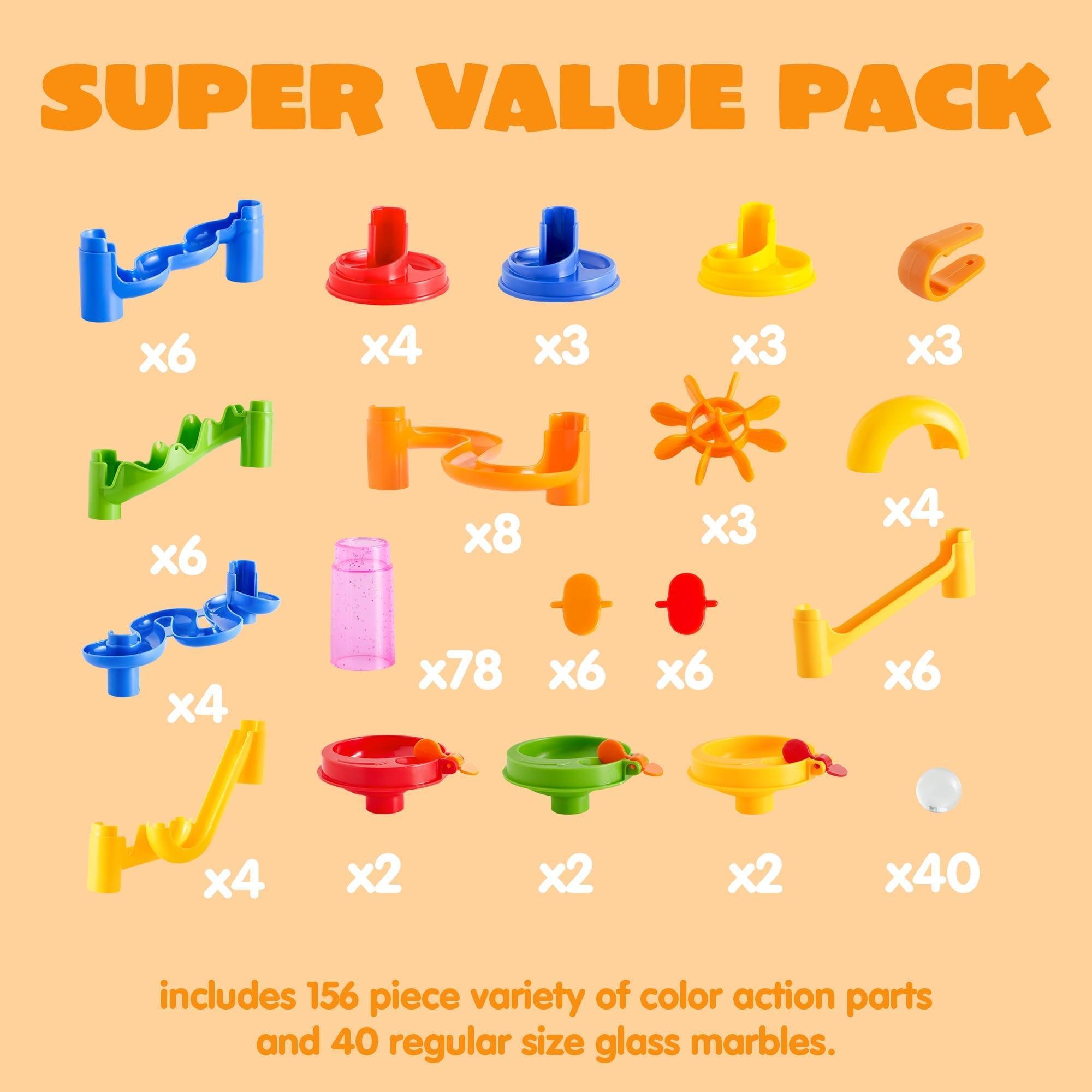 SYNCFUN 196 Pcs Marble Run – STEM Construction Marble Maze Toy for Kids Aged 3-8 - ClubOn