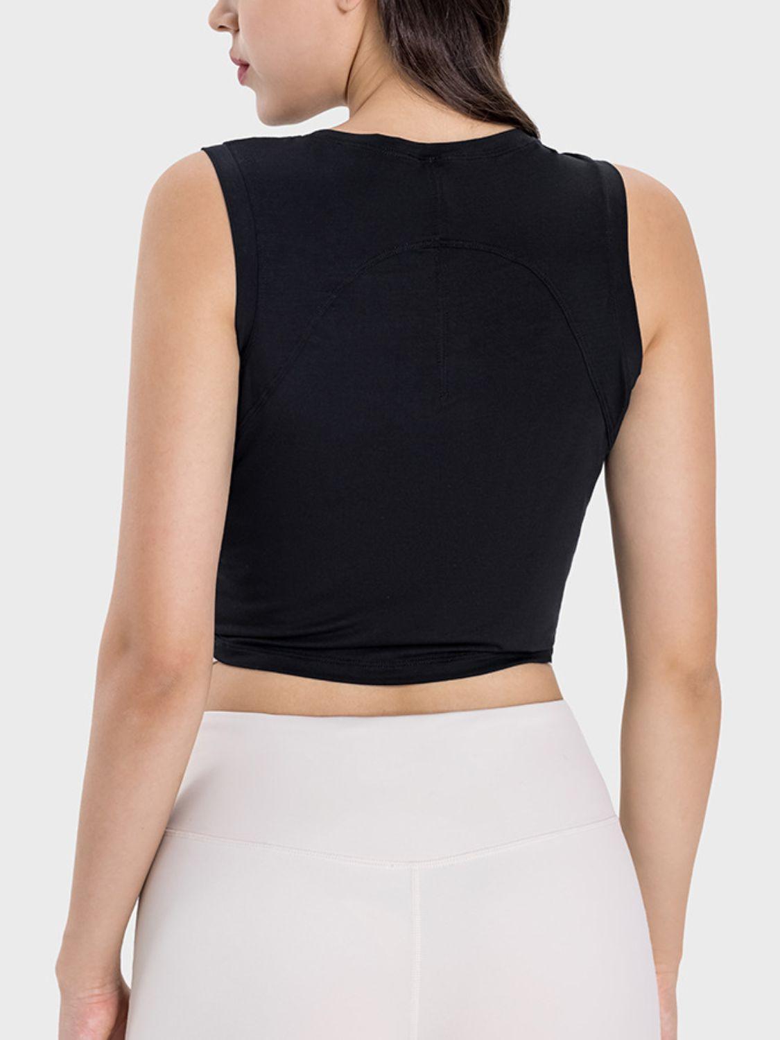 Millennia Drawstring Ruched Wide Strap Active Tank - ClubOn