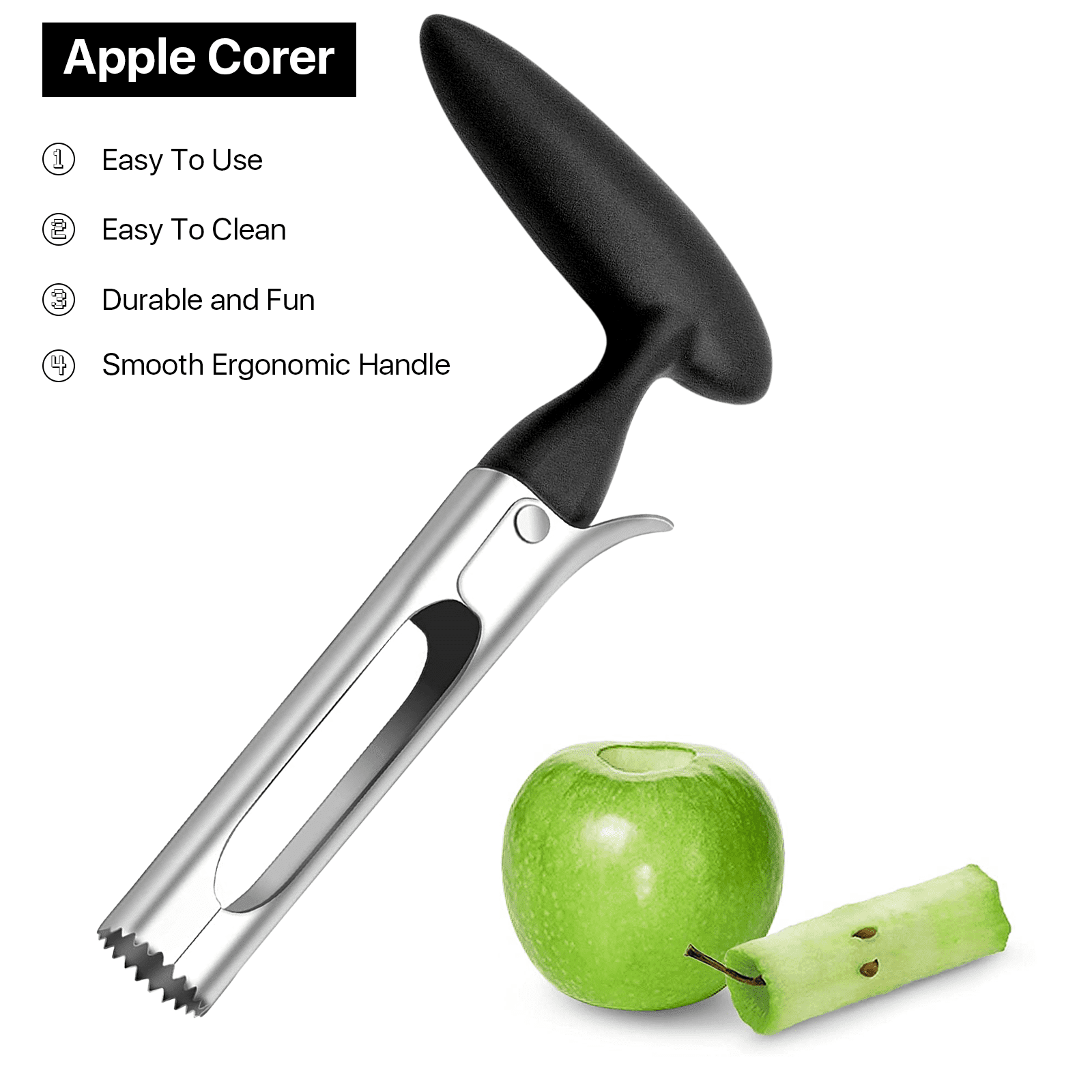 BCOOSS Apple Slicer Peeler & Core Remover – Stainless Steel, Black, Pack of 3 - ClubOn