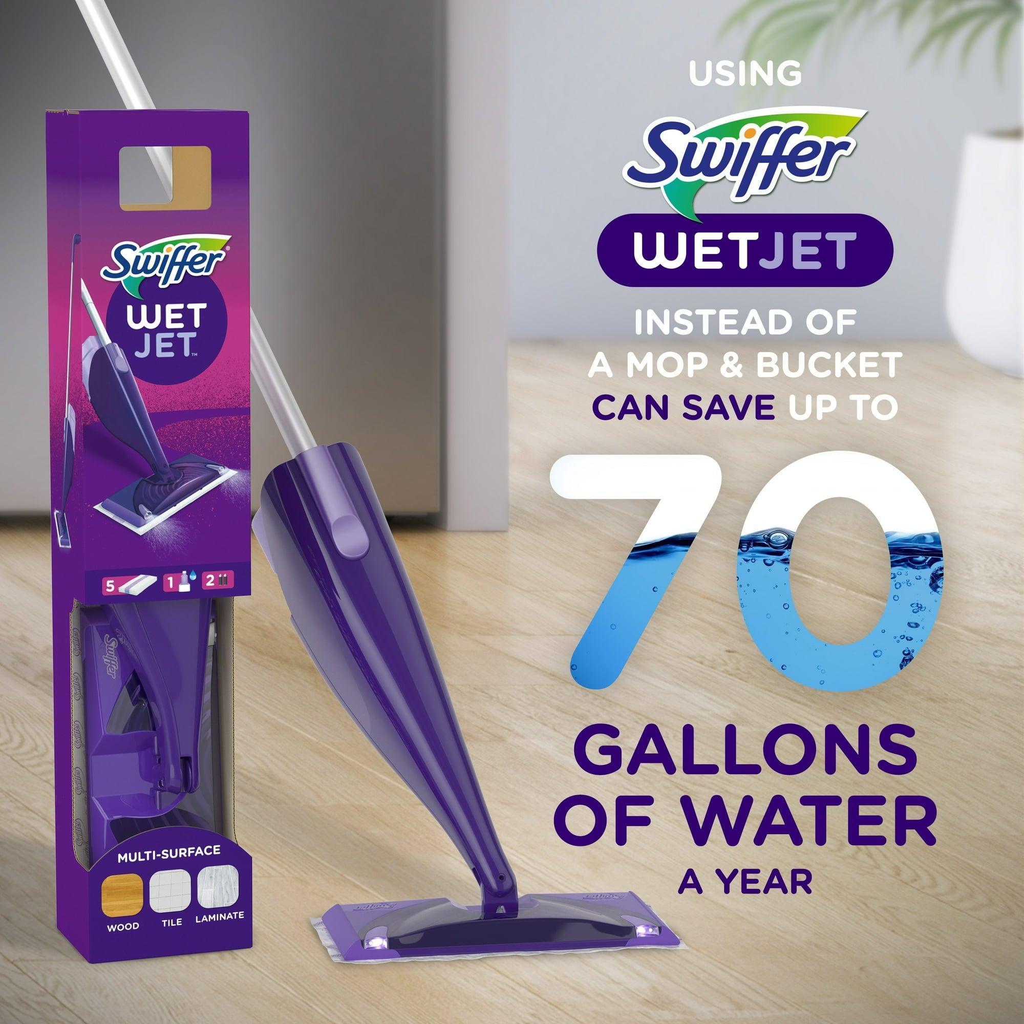 Swiffer WetJet Wood Starter Kit, 1 Mop, 5 Pads, 1 Cleaning Solution, for Hardwood Floors - ClubOn