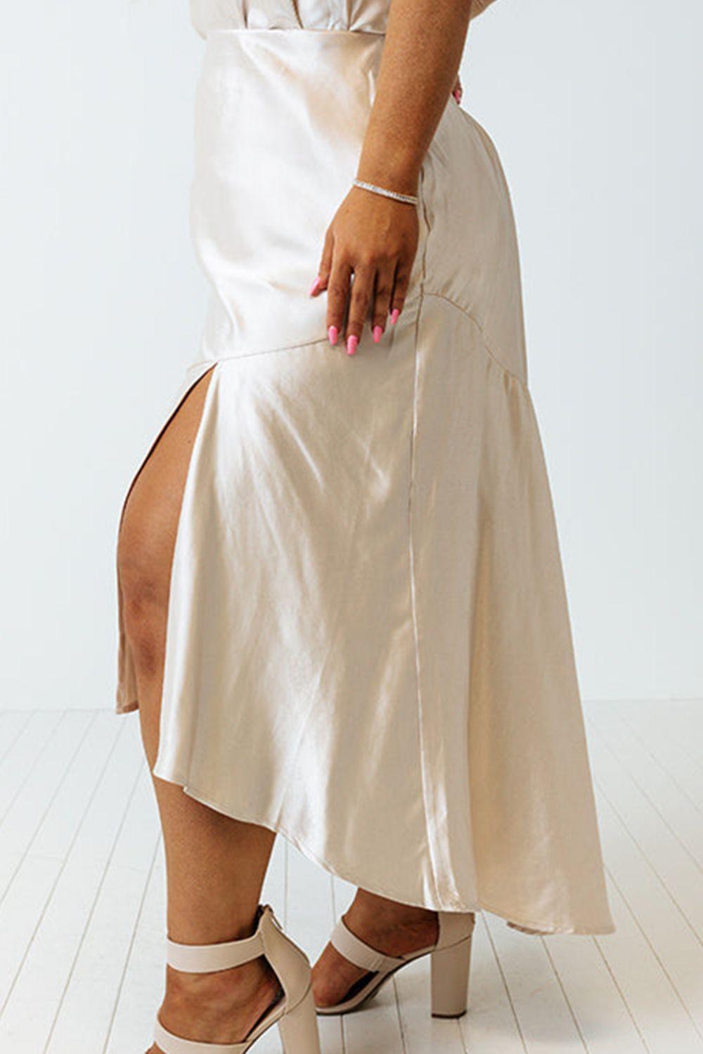 Plus Size Slit Ruffled Skirt - ClubOn