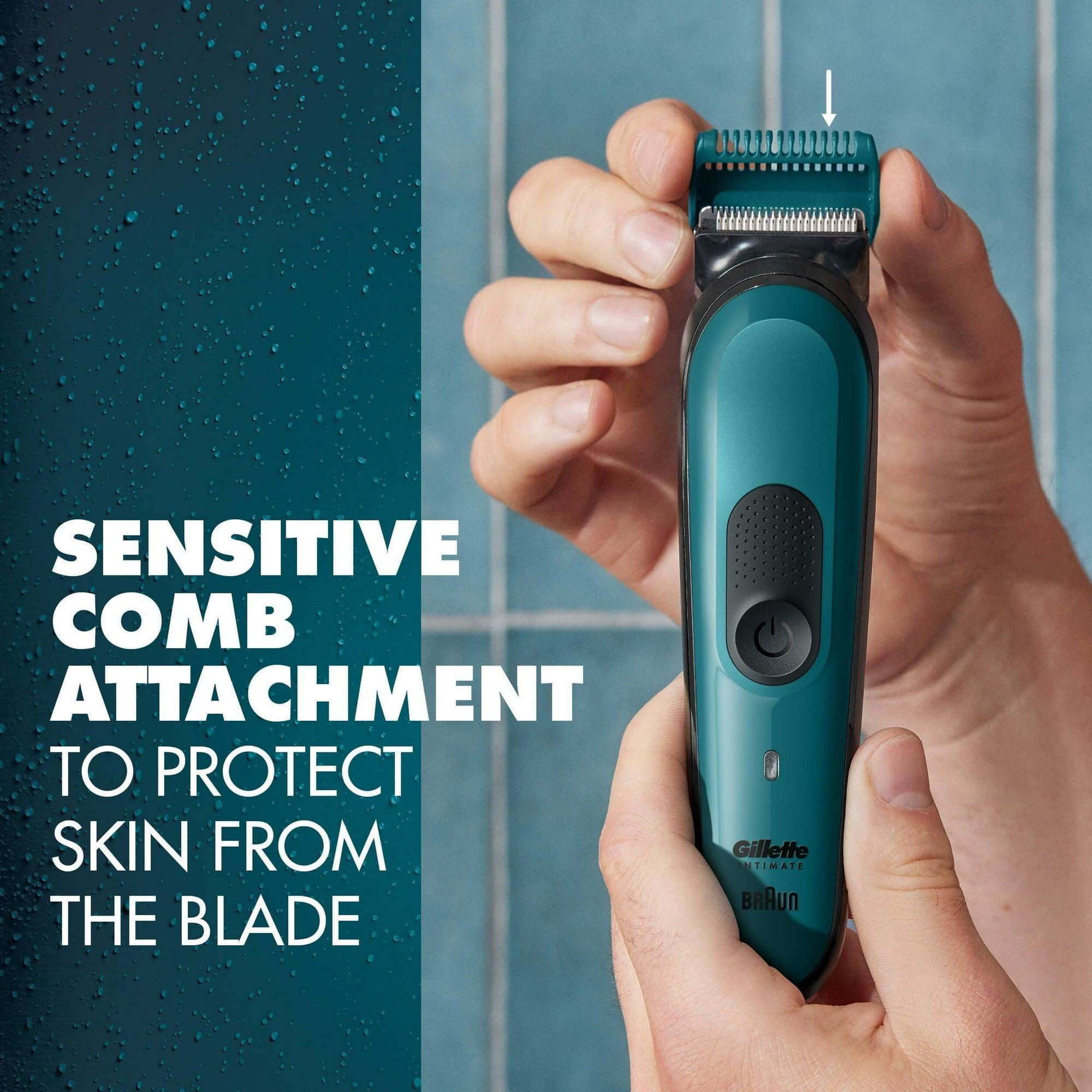 Gillette Intimate i3 Men's Pubic Hair Electric Trimmer for Men, Waterproof, Blue - ClubOn