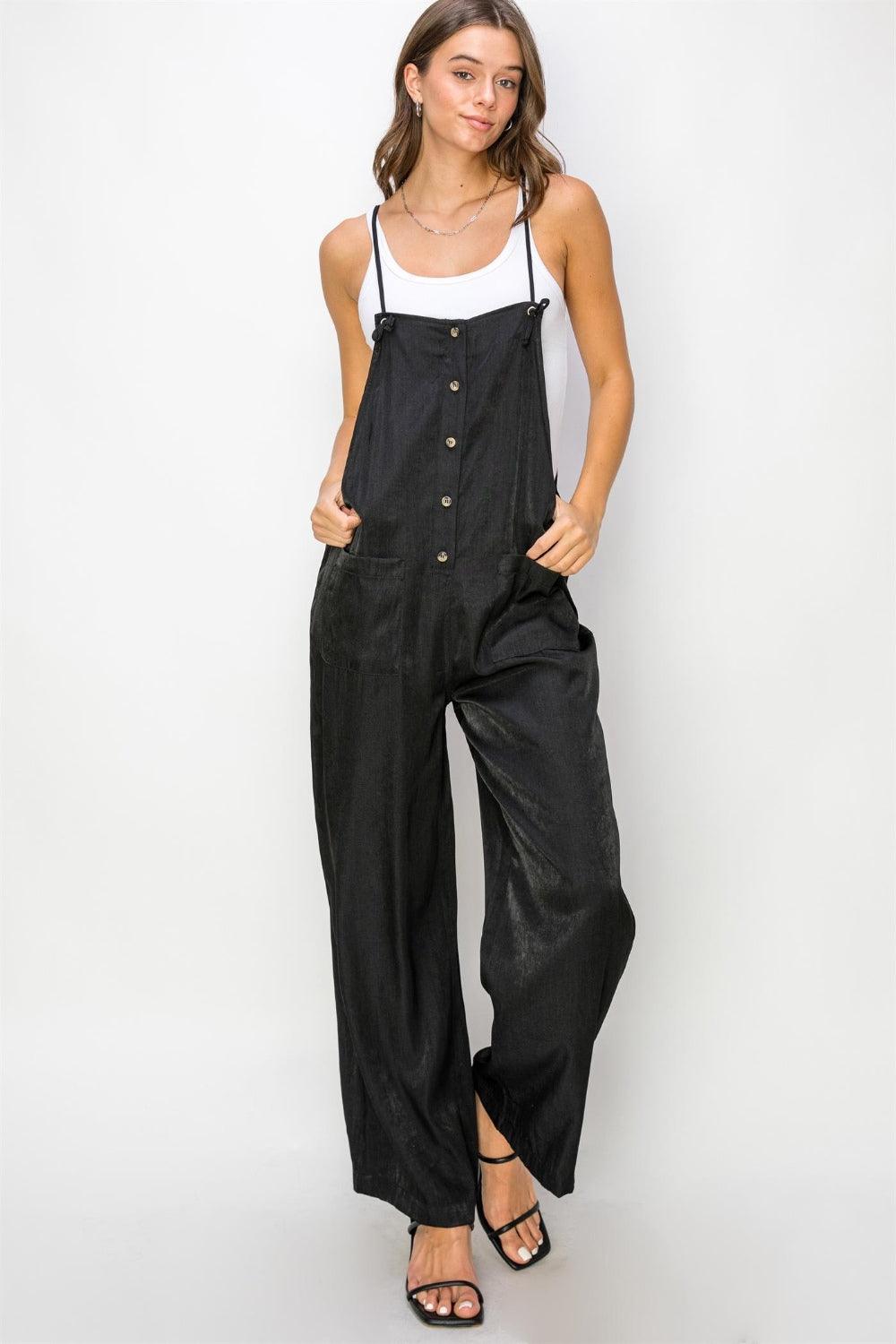 HYFVE Half Button Sleeveless Straight Jumpsuit - ClubOn
