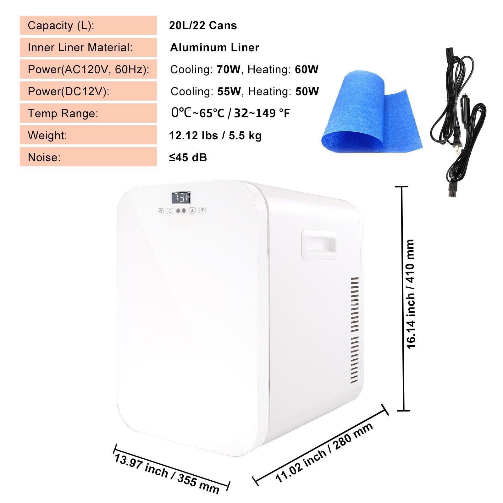 SKYSHALO 20L Mini Refrigerator, 22 Cans Cosmetic & Skin Care AC/DC Makeup Fridge - ClubOn