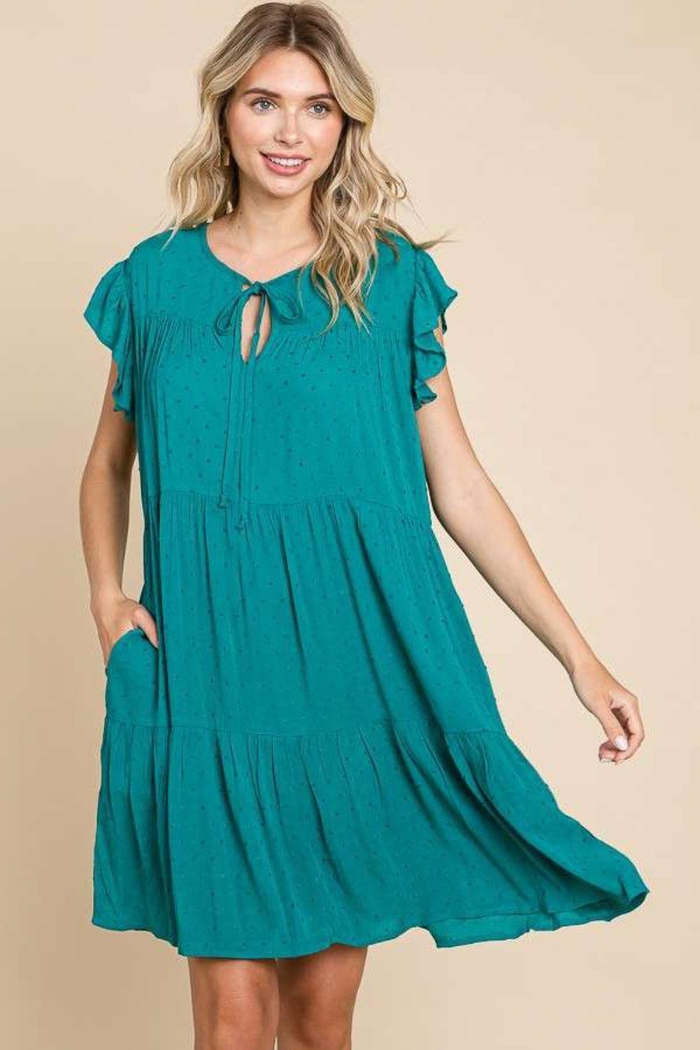 Culture Code Ruffle Cap Sleeve Tiered Dress - ClubOn