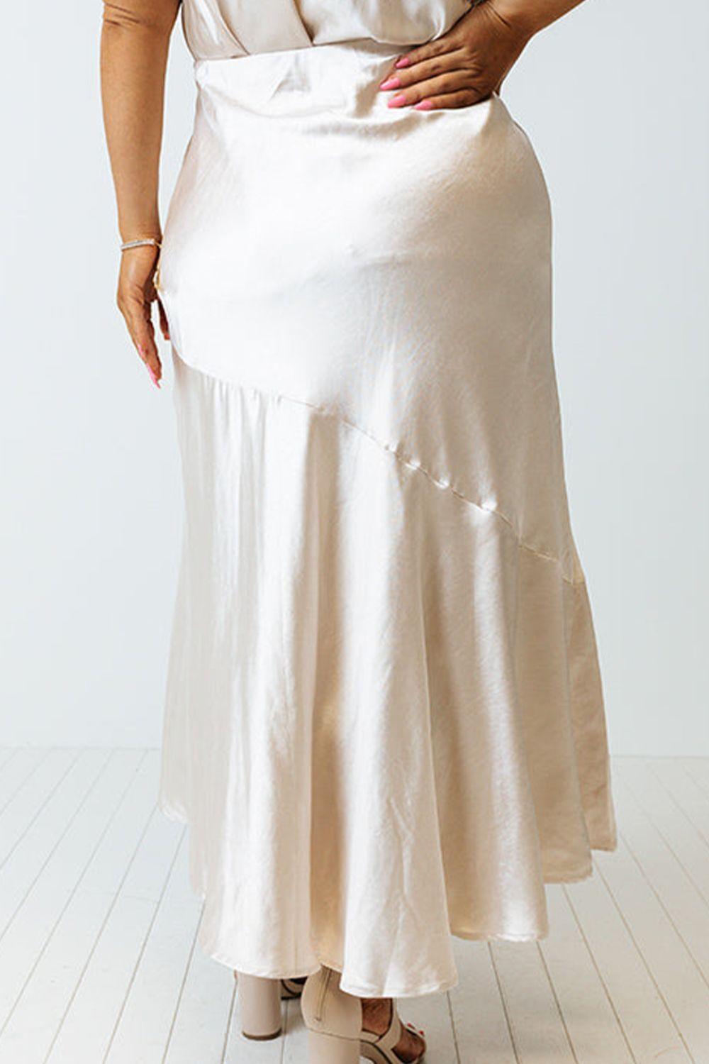 Plus Size Slit Ruffled Skirt - ClubOn