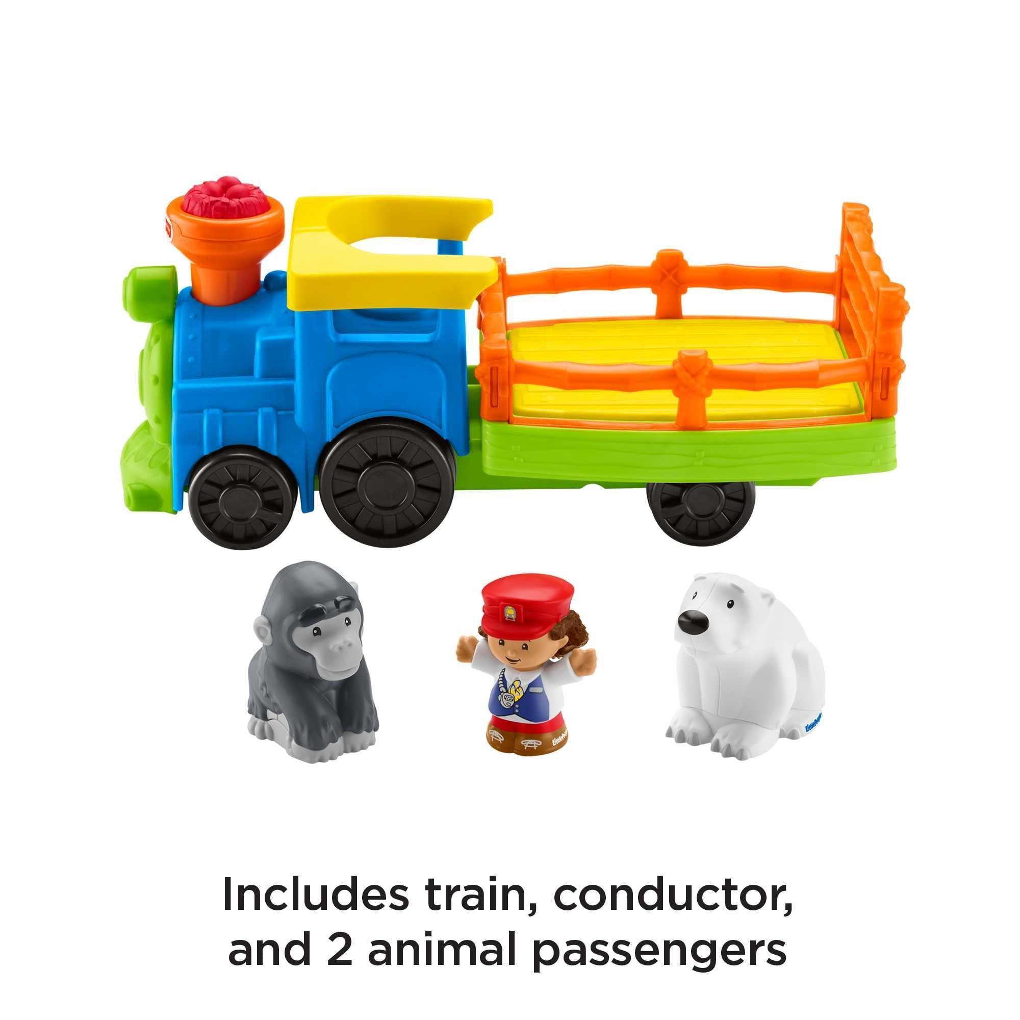 Fisher-Price Little People Choo-Choo Zoo Train with Music and Sounds for Toddlers, 3 Figures - ClubOn